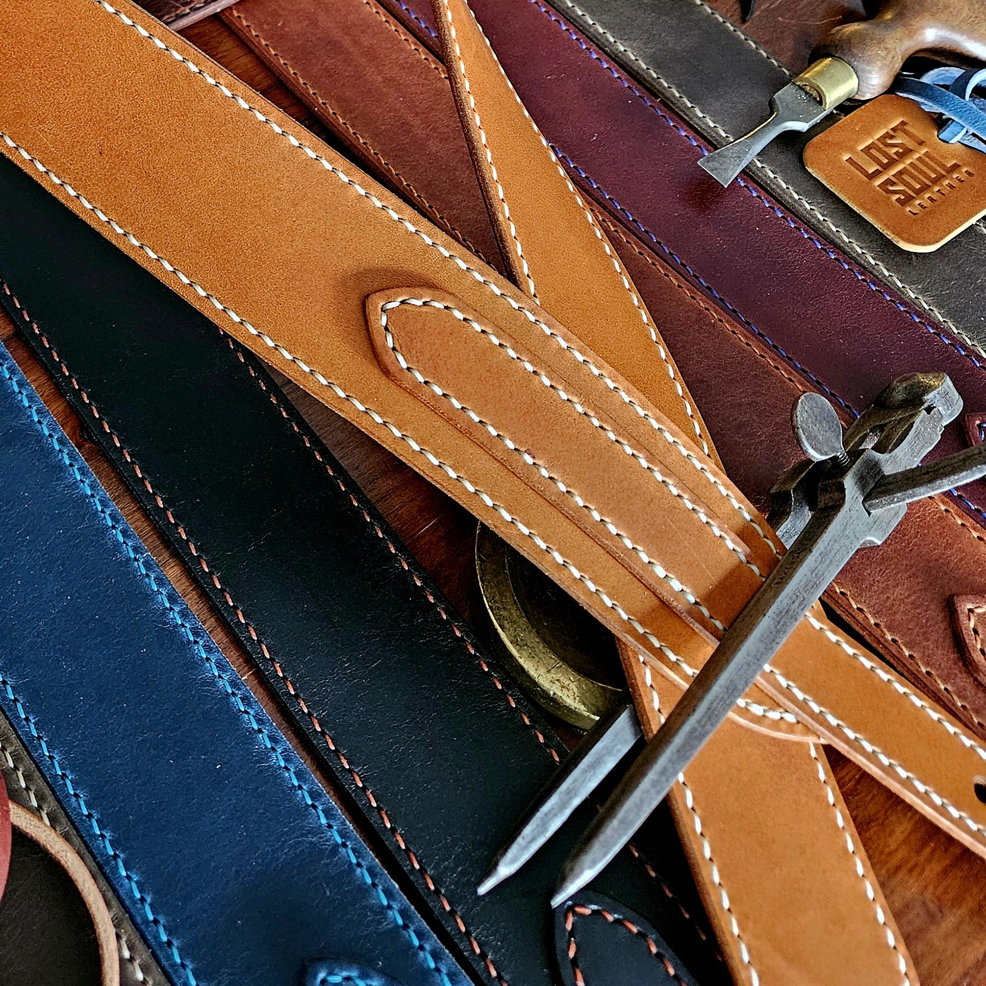 Hand made, hand stitched leather guitar strap. Highest quality UK sourced leather. Made to measure.
