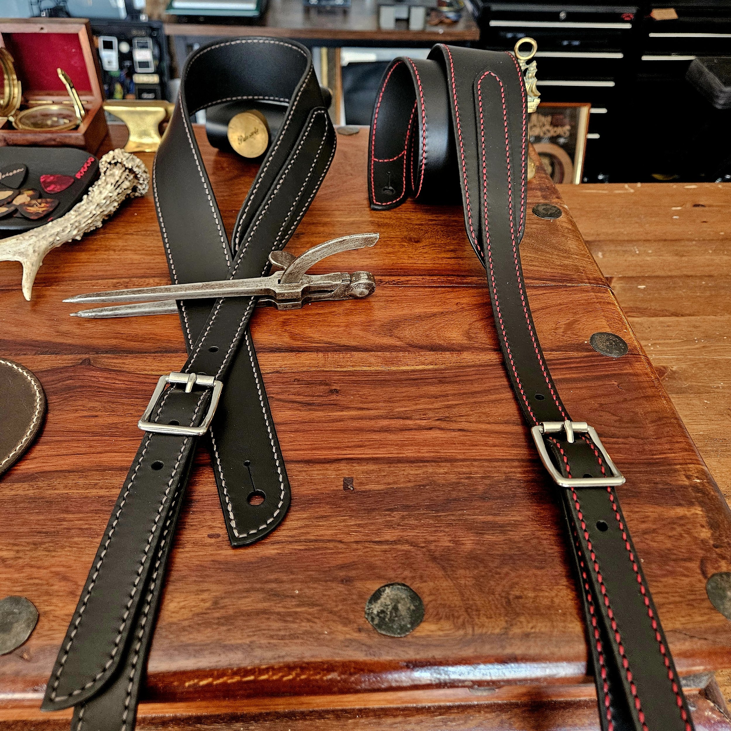 Hand made, hand stitched leather guitar strap. Highest quality UK sourced leather. Made to measure.
