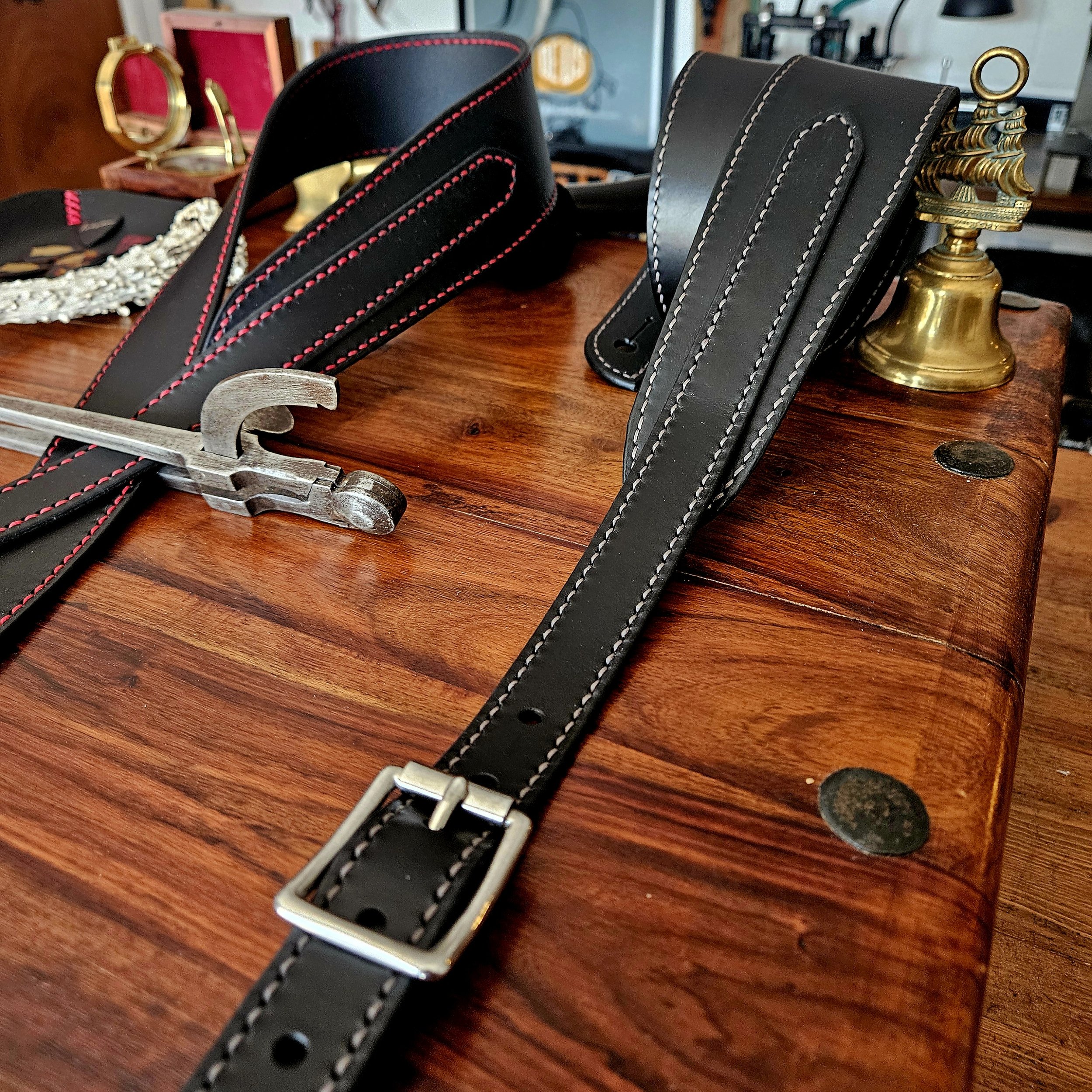Hand made, hand stitched leather guitar strap. Highest quality UK sourced leather. Made to measure.