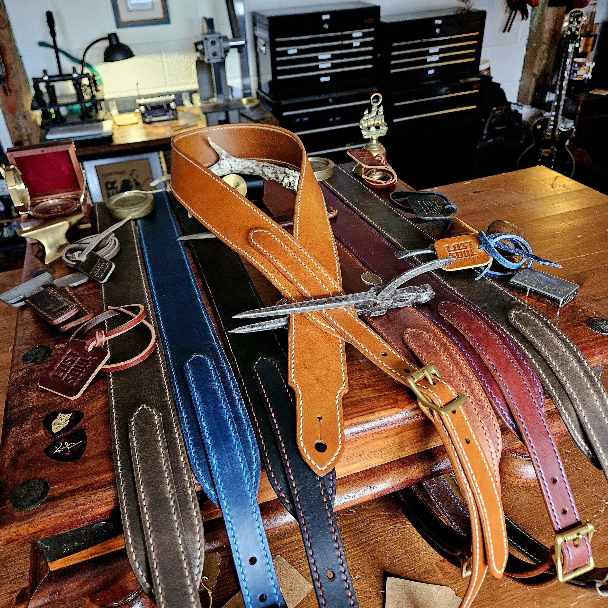 Hand made, hand stitched leather guitar strap. Highest quality UK sourced leather. Made to measure.