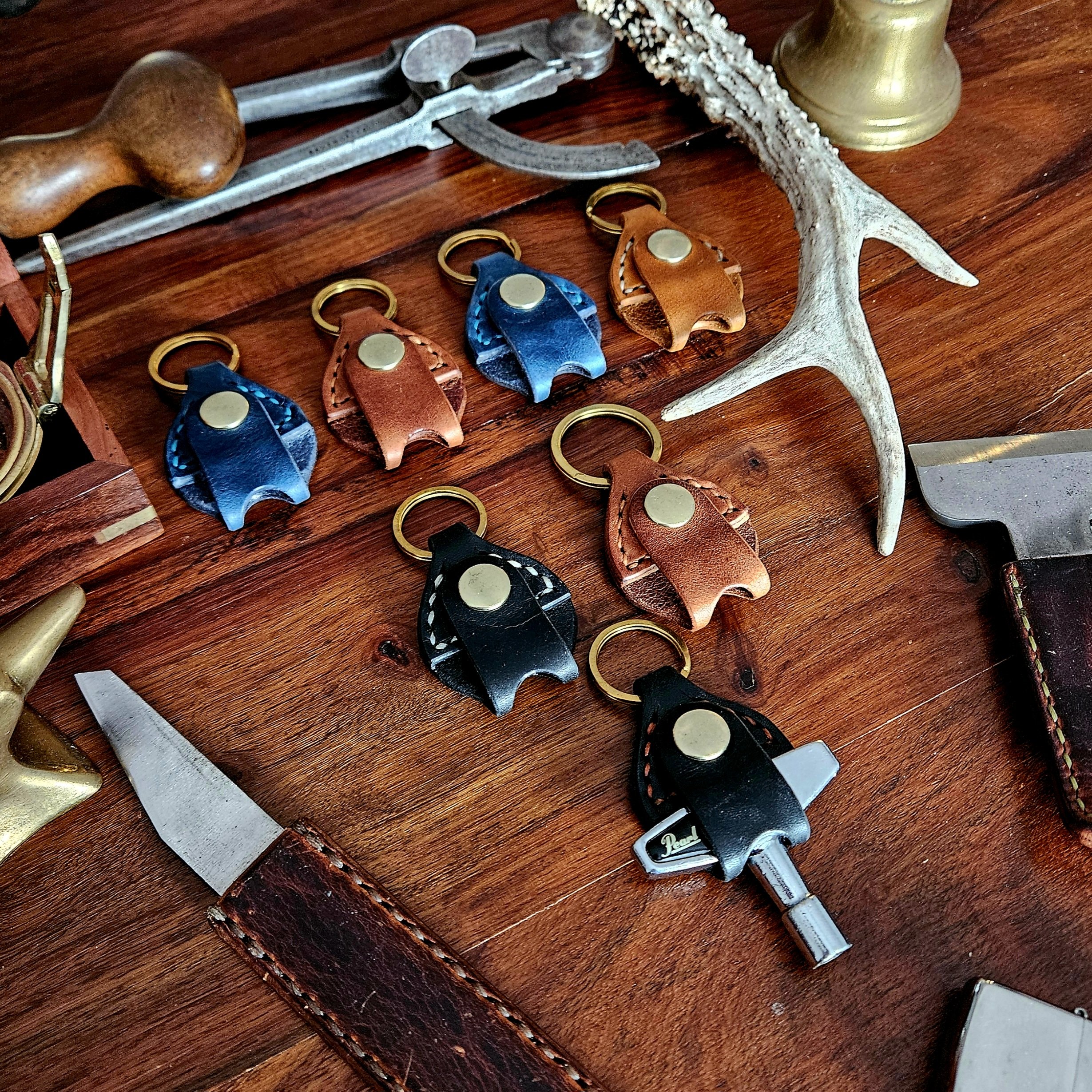 Drum key fob. Drummers accessory. Leather. Vegetable tanned leather. Solid brass fittings. Hand stitched. Unique.