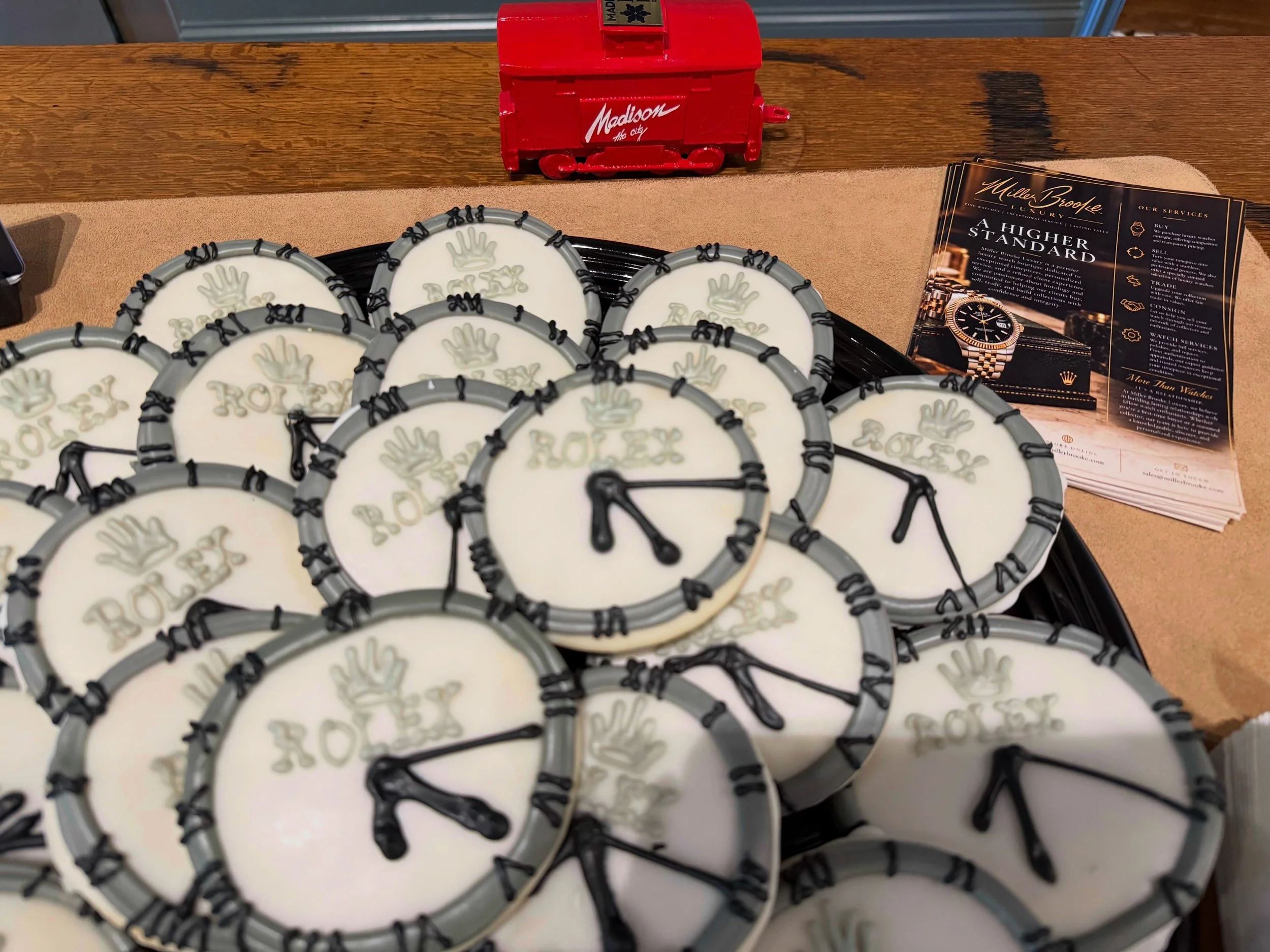 We want to give a huge shout out to Beagle Bagel in Madison! I called and asked if they could create a Rolex watch head on a cookie for the scarecrow car cruise and they delivered! The design was perfect and the cookies were delicious! 

#beaglebagel