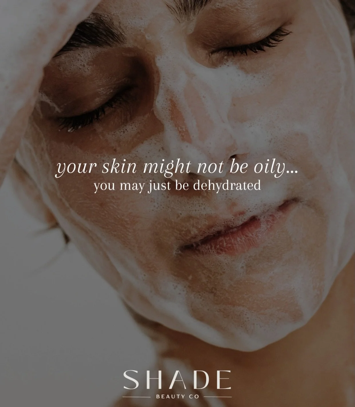 Feeling oily? Your skin may just be making up for dehydration.

Dullness, congestion, dark under-eye circles, fine lines that appear more prominent when smiling, and a tight feeling are signs of dehydration.

When your skin loses too much water (know