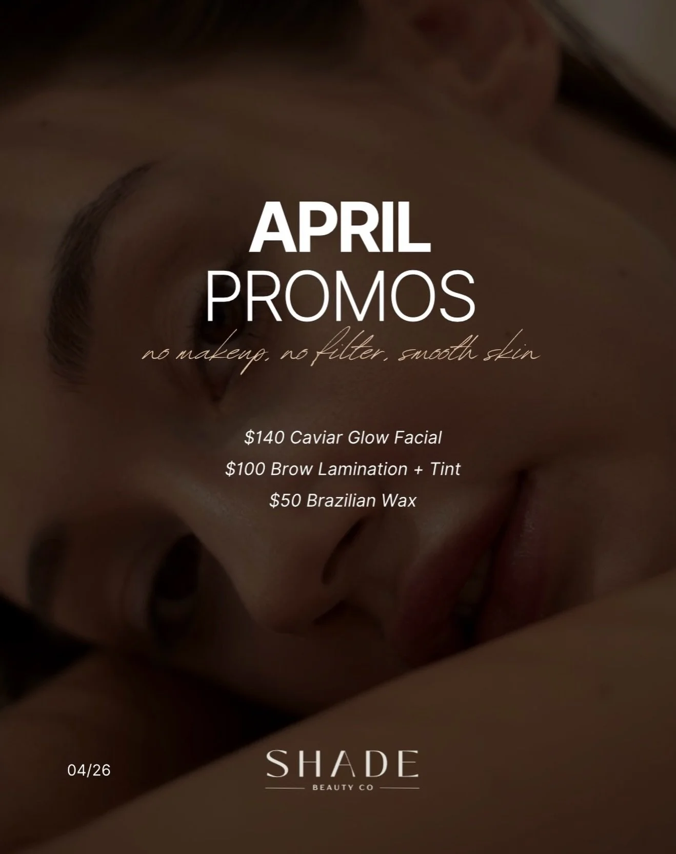 no makeup, no filter, smooth skin is the focus this month ✨

🍃 caviar glow facial&mdash; the perfect pre-event treatment for fresh skin and a natural glow. caviar, lime + passionfruit brighten, exfoliate and smooth.

☁️brow lamination + tint&mdash; 