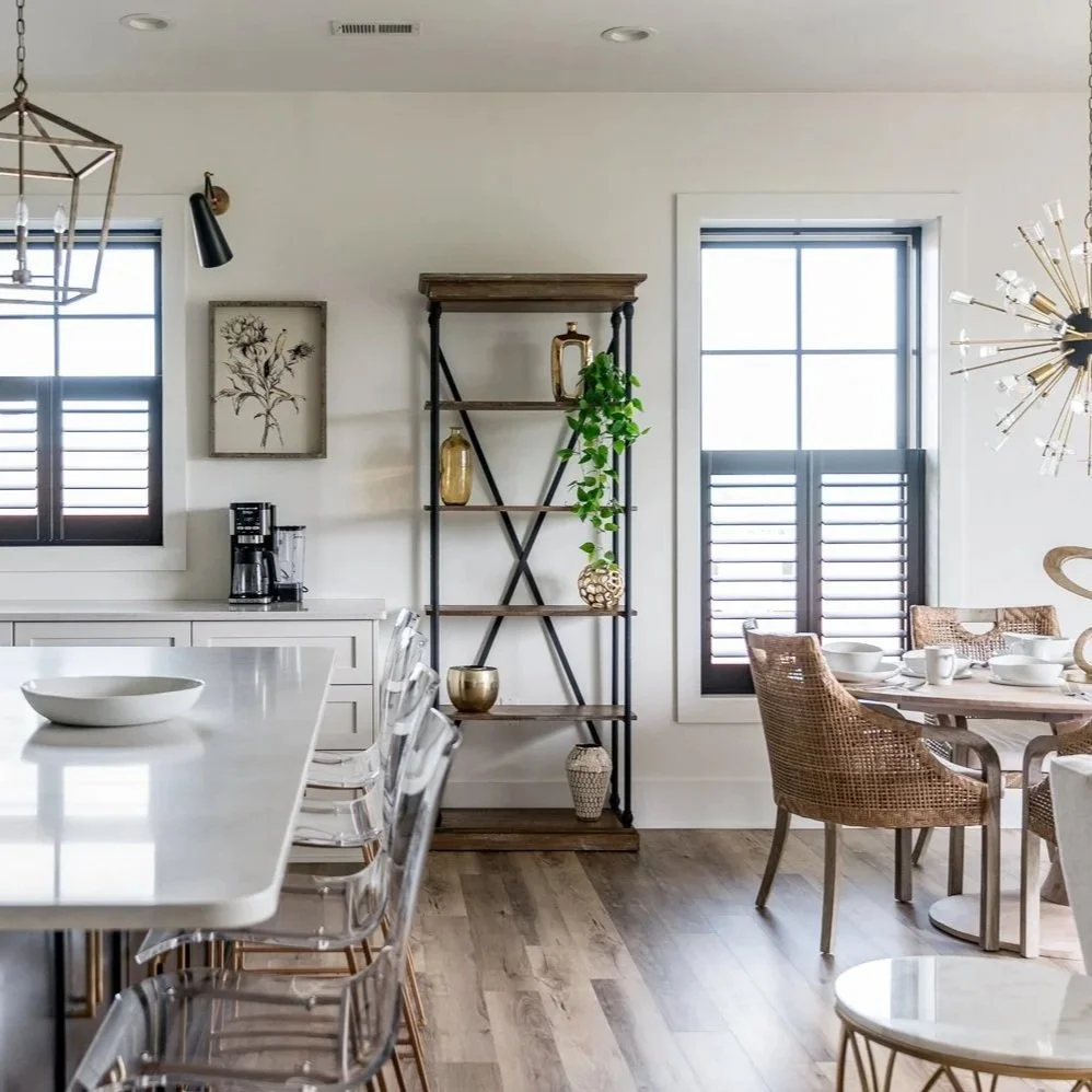 Furnished dining and kitchen space in a short term rental in Lynchburg Virginia