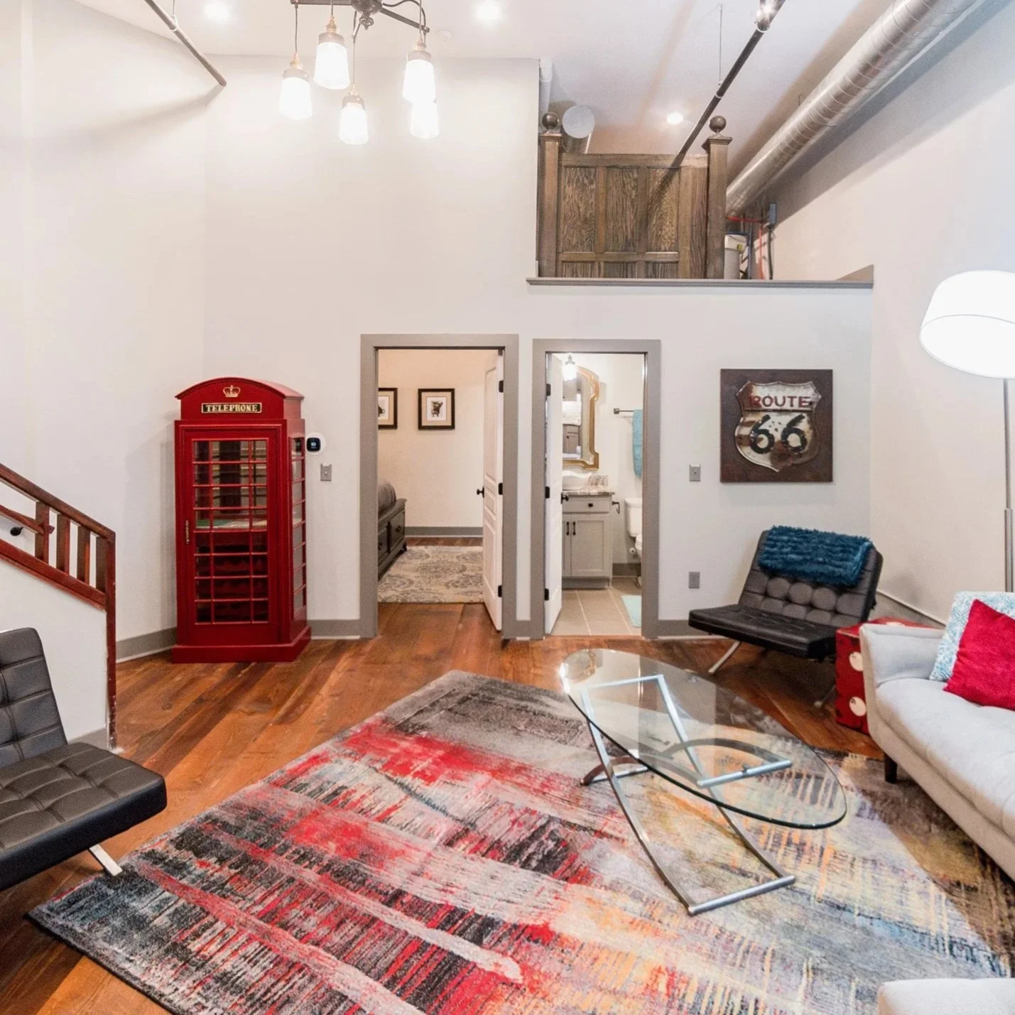 Downtown furnished loft interior at Wills Camp Lofts in Lynchburg Virginia