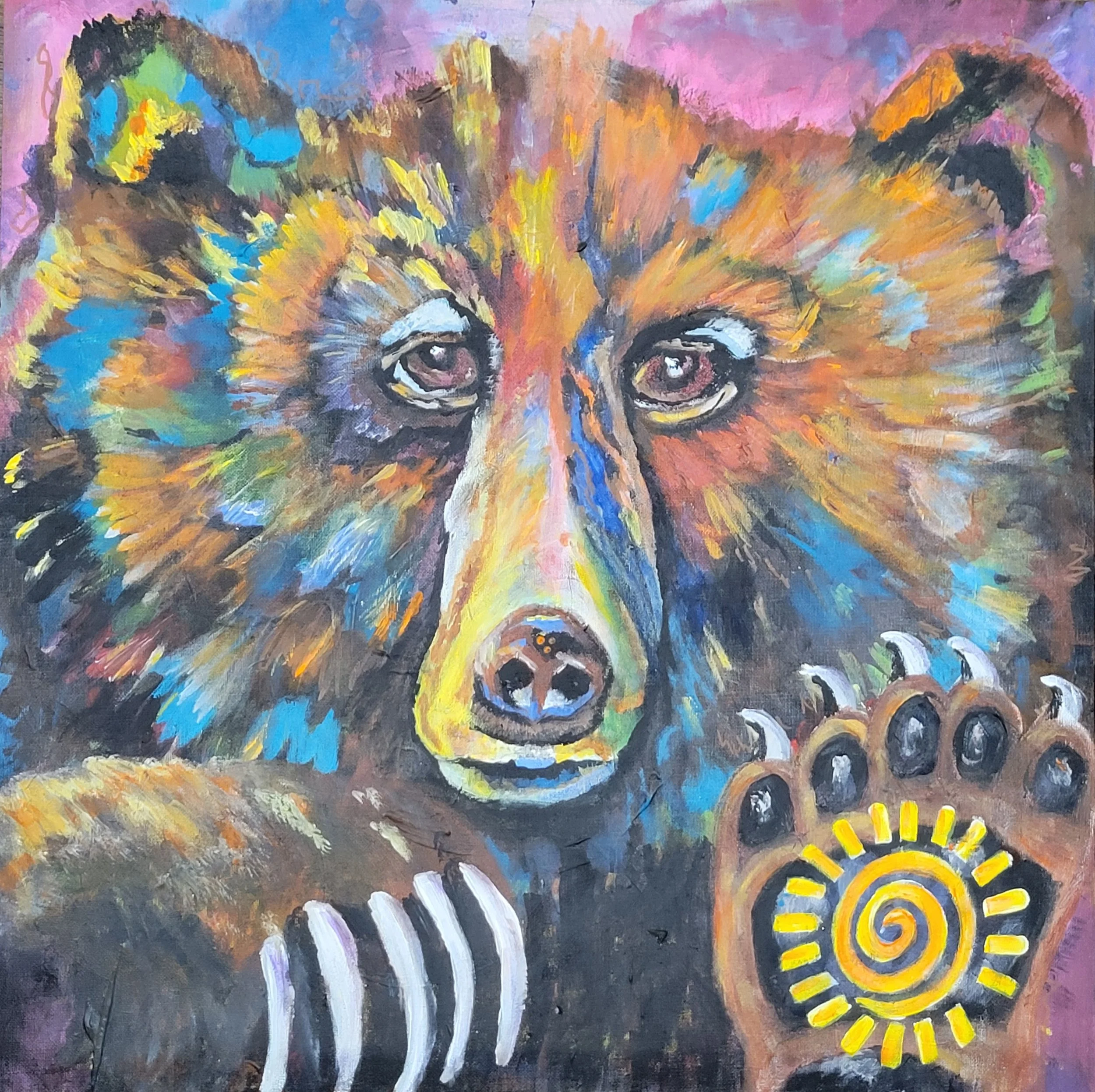 Mama Bear painting by intuitive artist Lori Poff Kellogg | Symbol of creative connection and healing