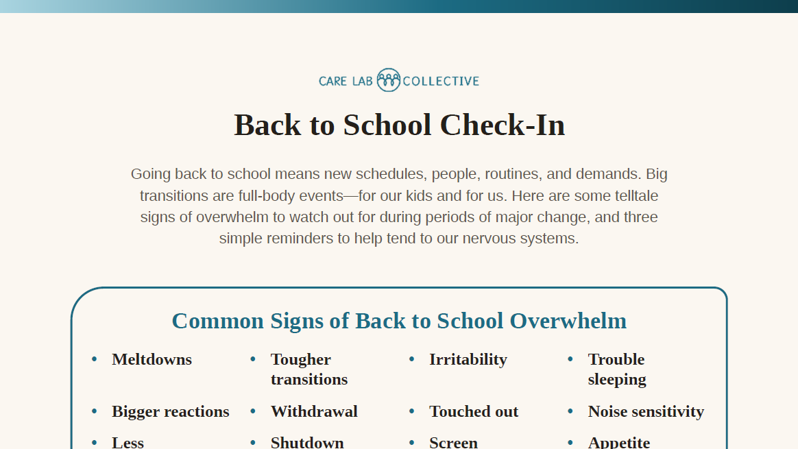 Back to School Check-In