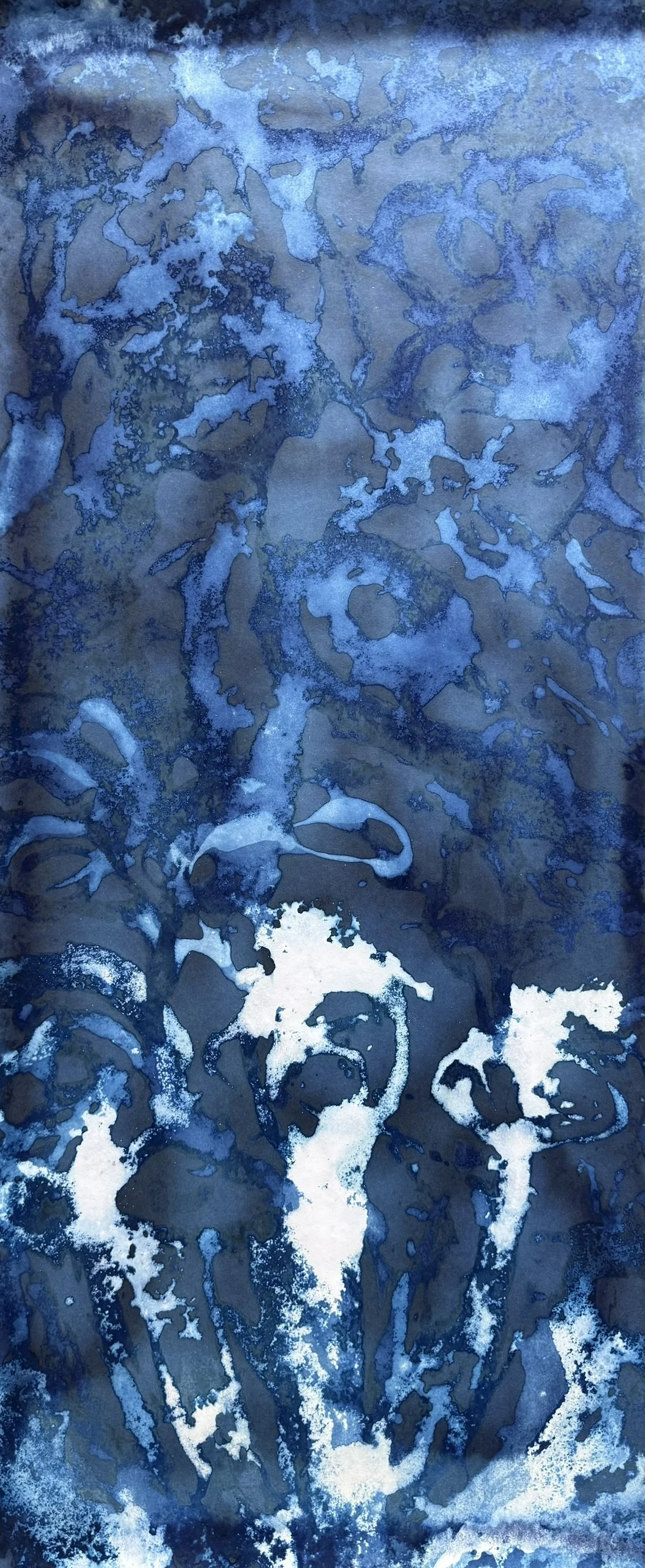 Life Underwater, 2025. Mixed media on paper — 123.5 x 52.5 cm