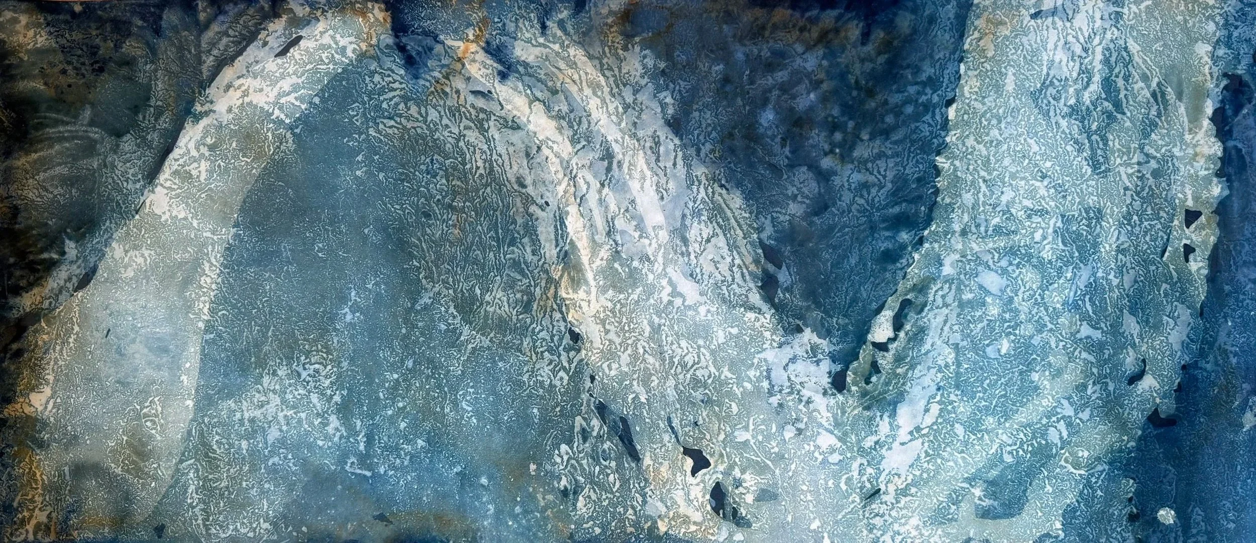 Casting Over Time, 2025. Mixed media on paper — 52.5 x 116 cm 