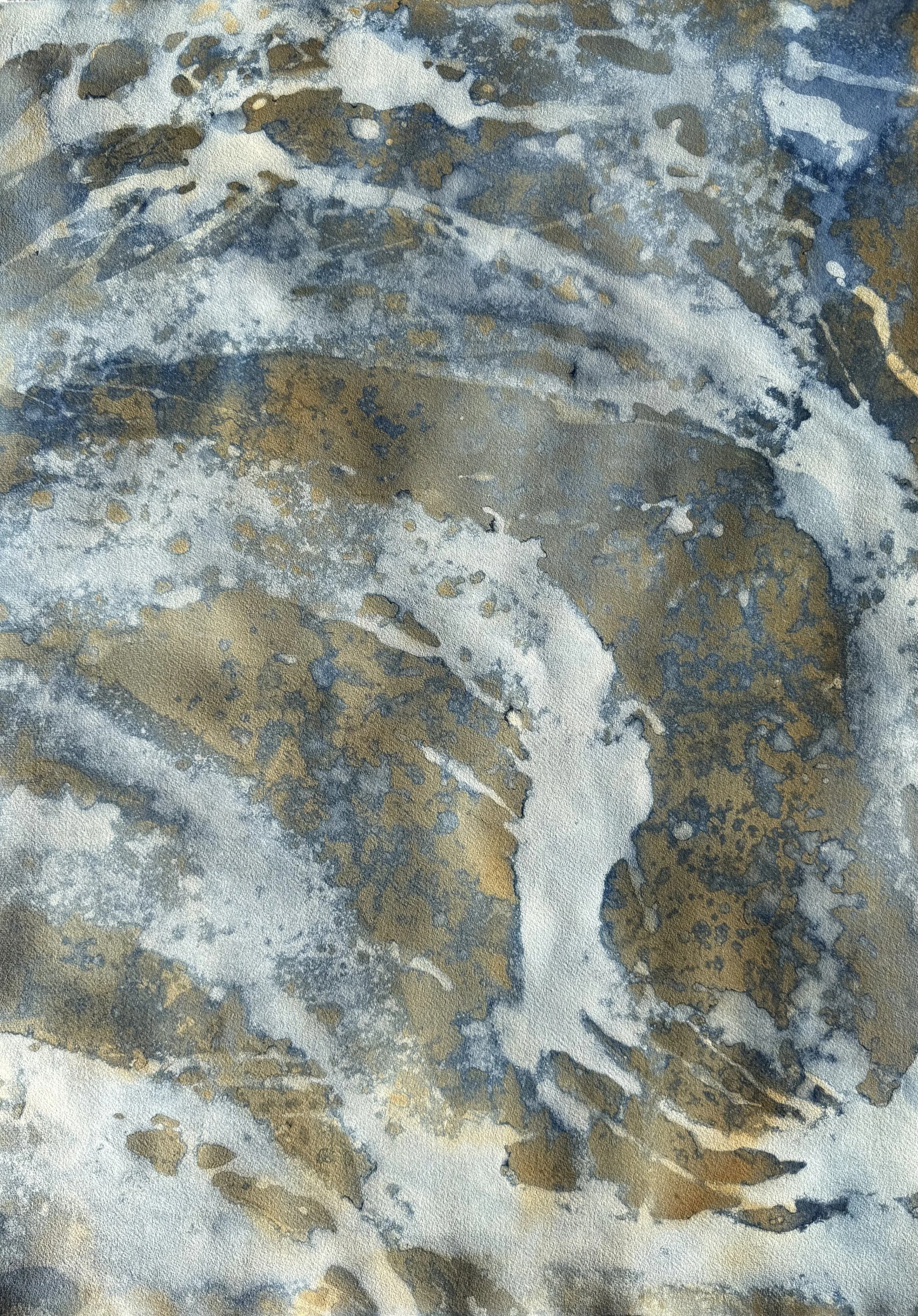 Ripples to the Edge, 2026. Mixed media on paper — 77 x 56 cm