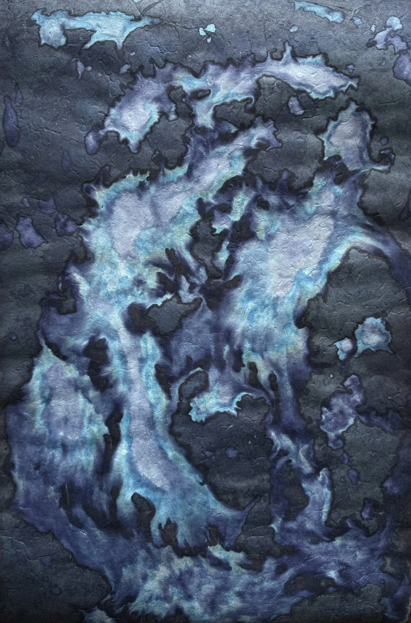 Koi no Michi (鯉の道) – The Path of the Koi, 2025. Mixed media on paper — 50.5 x 75.5 cm