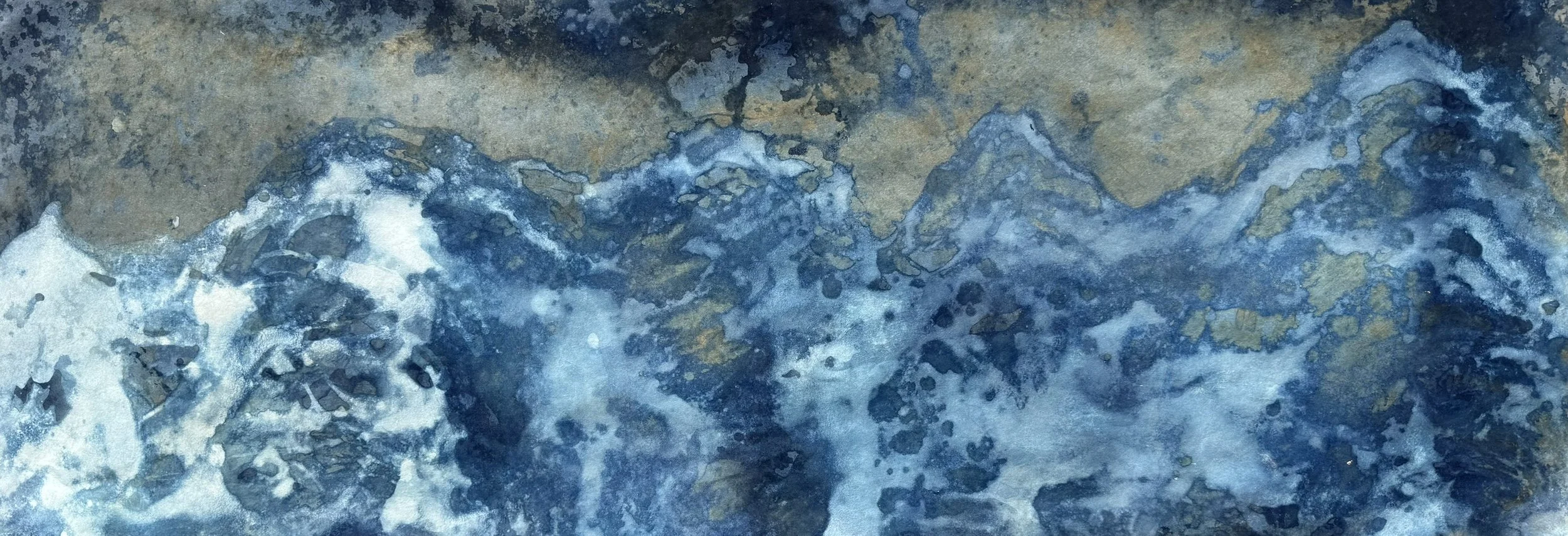 Beyond the Ridge, 2026. Mixed media on paper — 52.5 x 144 cm