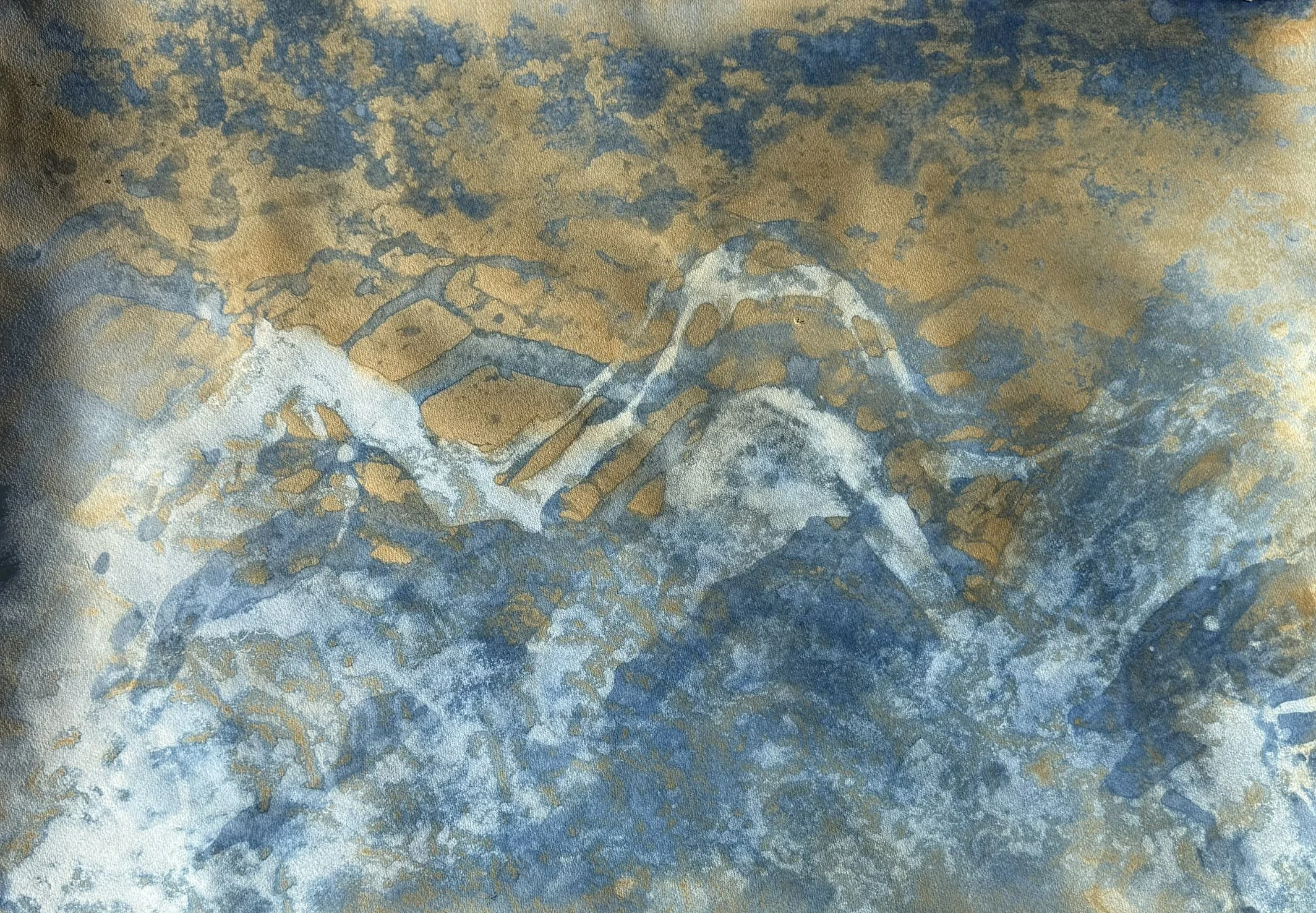 Golden Hour, 2026. Mixed media on paper — 55 x 77 cm