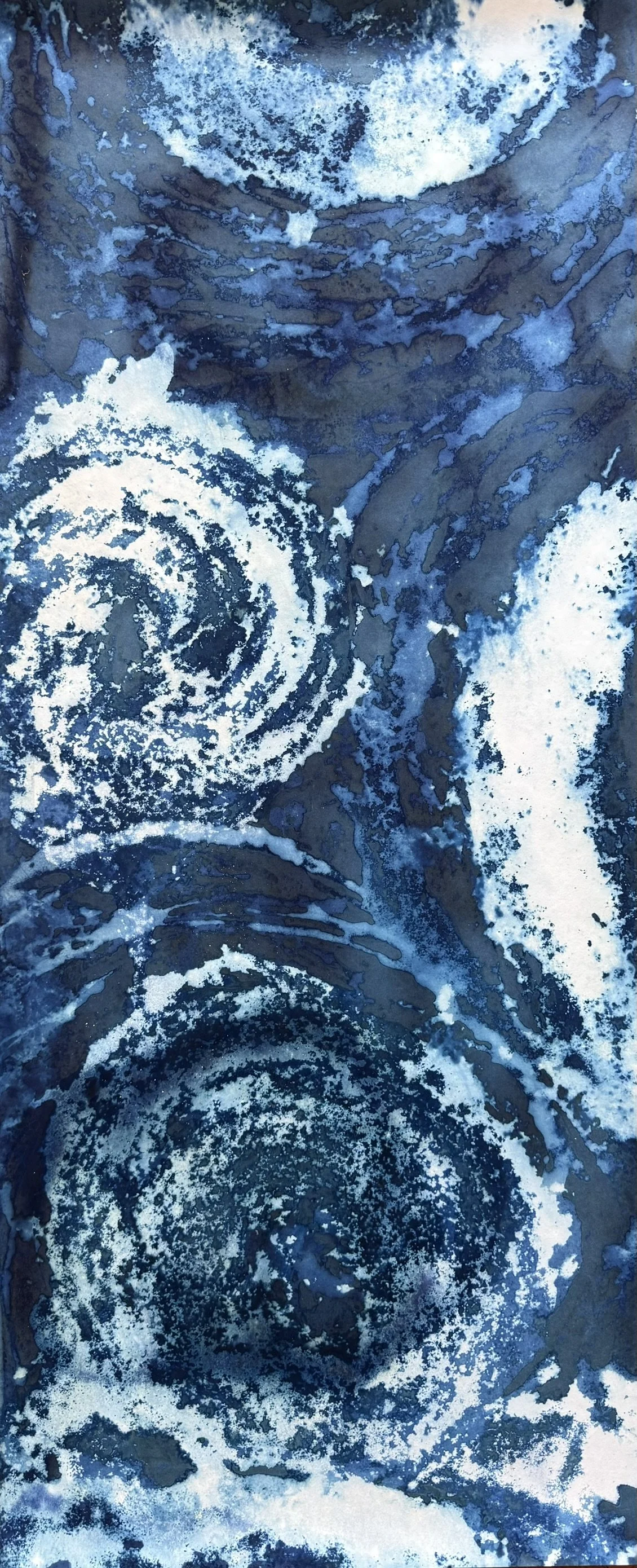 Mesmerised, 2025. Mixed media on paper — 123.5 x 52.5 cm