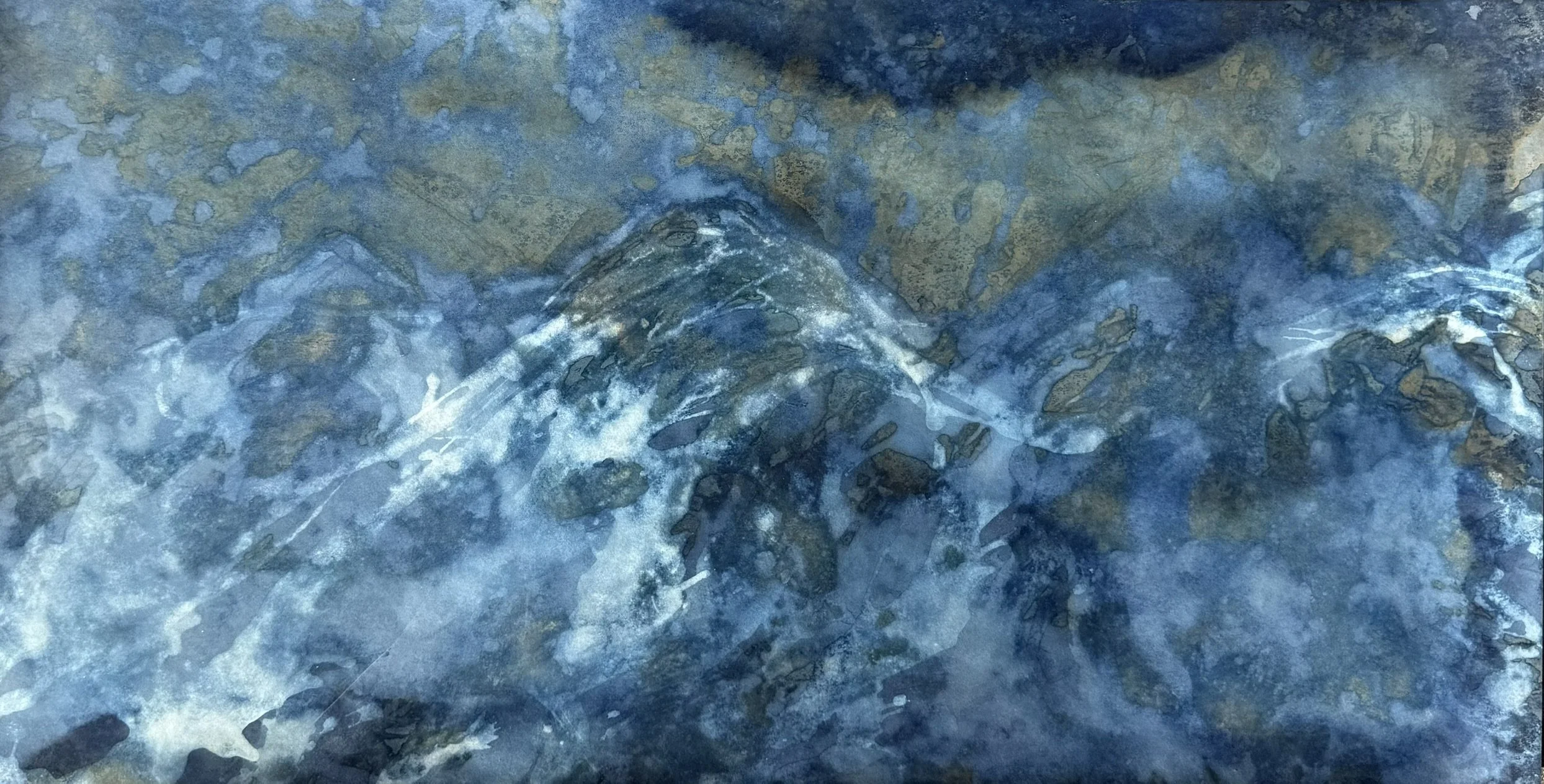 In the Cold Light of Day, 2026. Mixed media on paper — 52.5 x 106.5 cm
