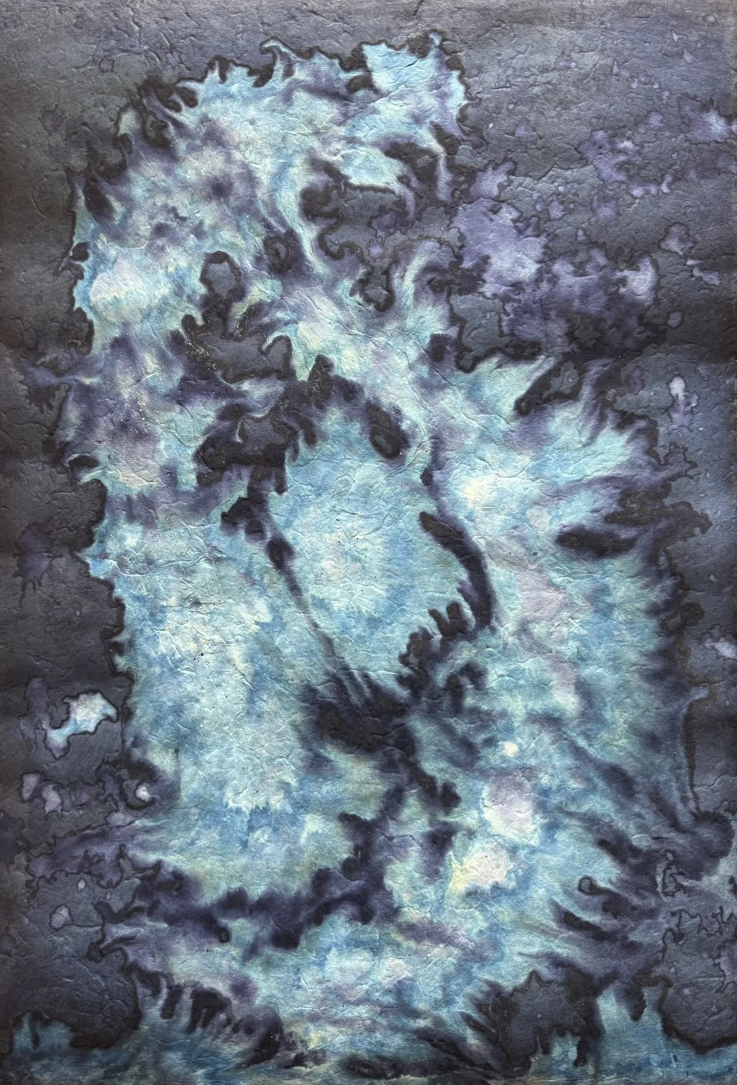 Mamori (守り) – Protection, 2025. Mixed media on paper — 50.5 x 75.5 cm