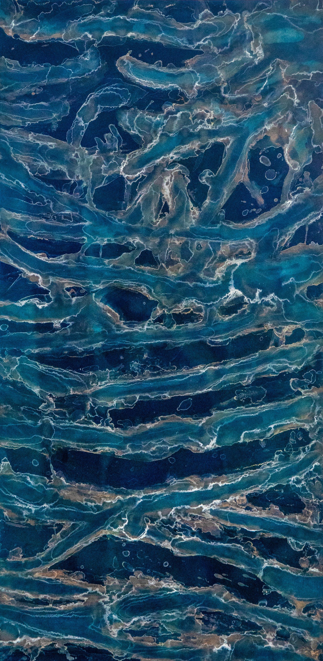 Contours, 2025. Mixed media on paper — 113 x 56 cm