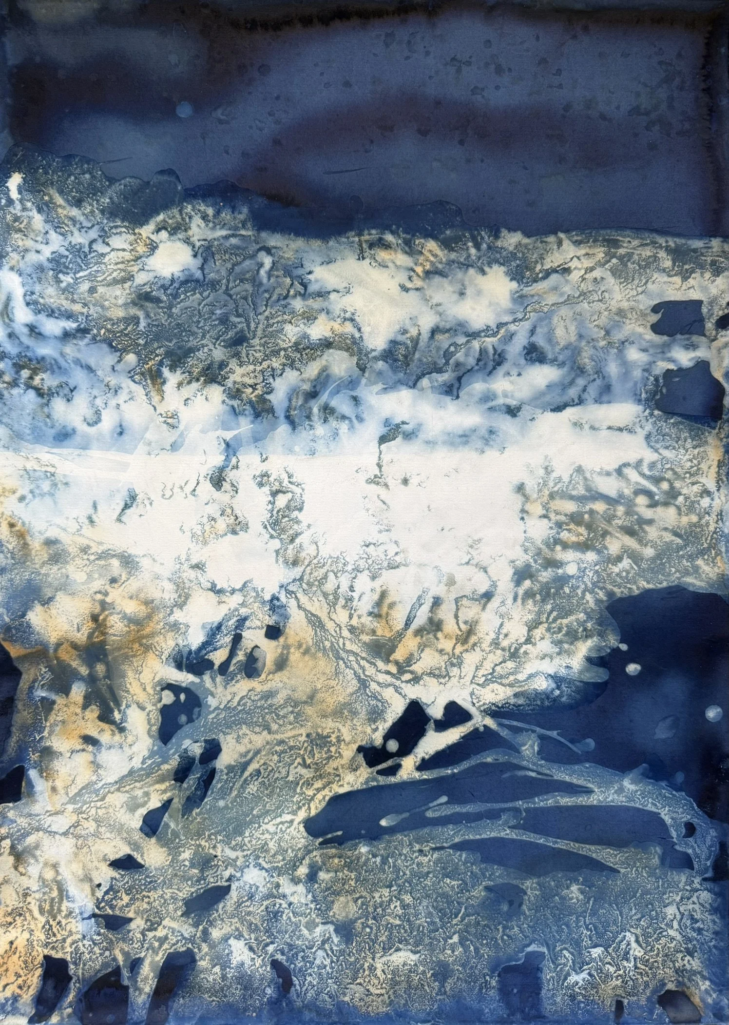 Over the Chalk, Under the Sky lIl, 2025. Mixed media on paper — 76 x 56 cm 