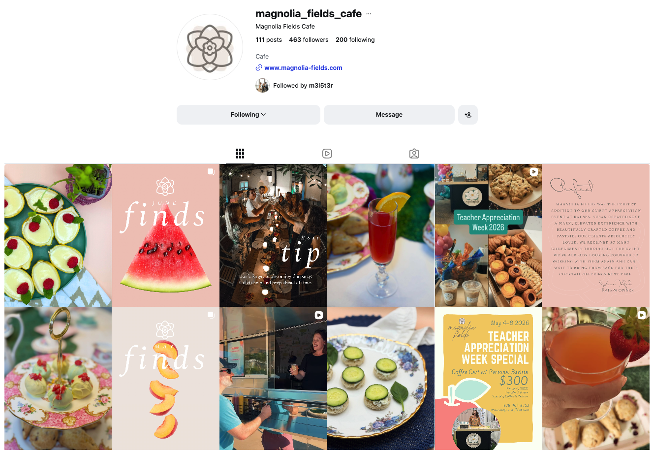 Casa Layfield created social media content for Magnolia Fields that increased brand awareness, engaged followers, and showcased the mobile café experience. Click to view the Magnolia Fields social media.