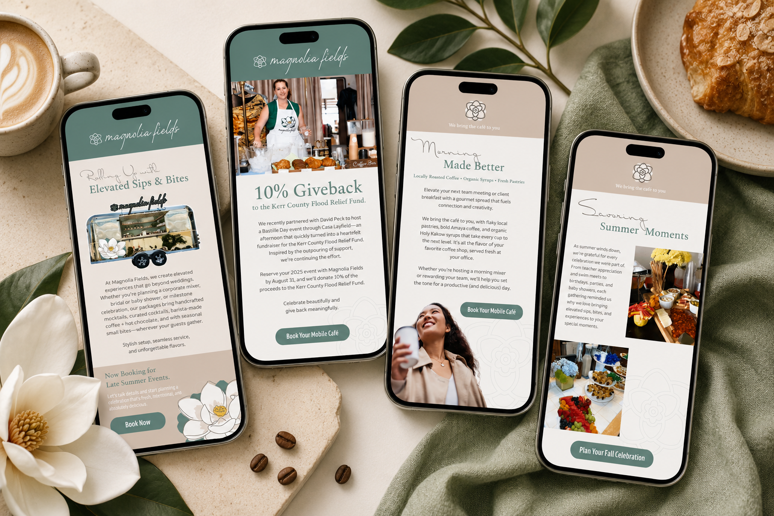 Casa Layfield designed branded email campaigns for Magnolia Fields that promoted seasonal offerings, strengthened customer connections, and generated new inquiries.