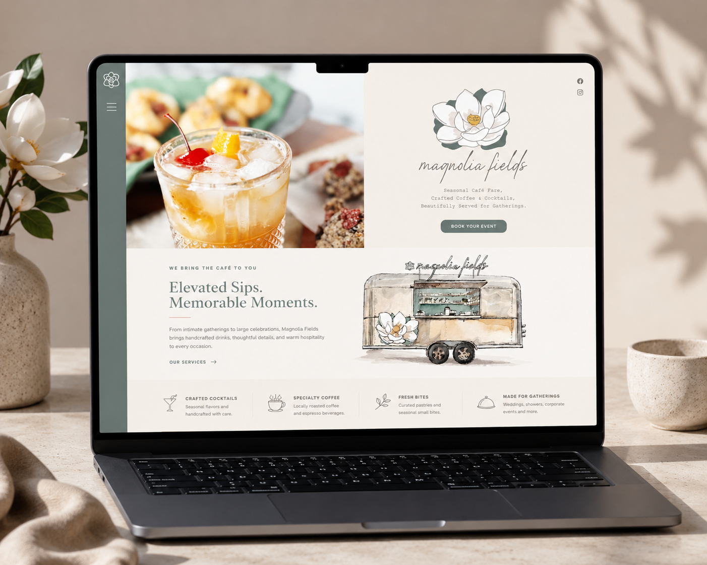 Casa Layfield designed and developed the Magnolia Fields website, creating a polished digital experience that showcases the brand and drives inquiries. Click to view the full website.