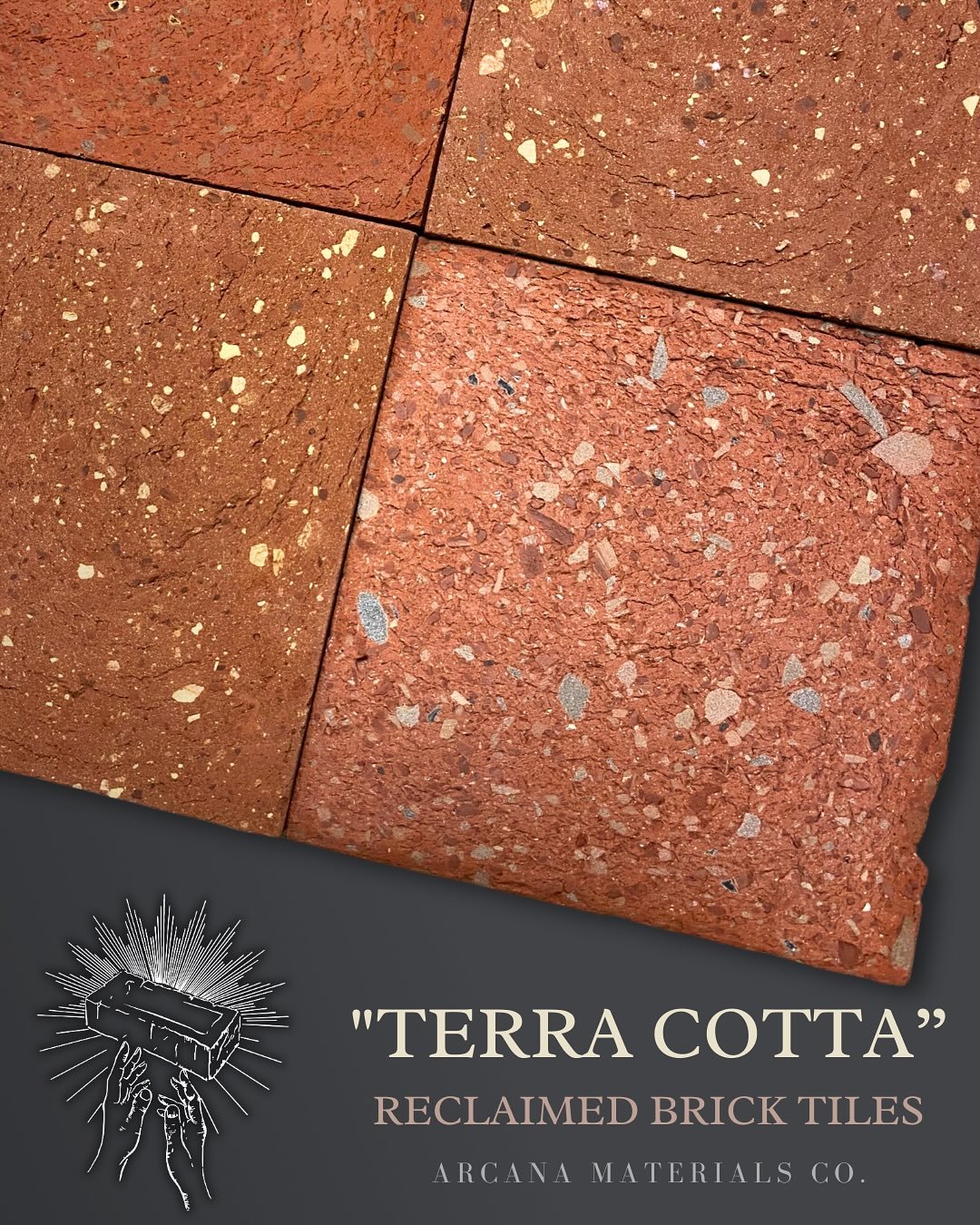 &ldquo;TERRA COTTA&rdquo; 4x4 TILES | Cut from reclaimed historic Toronto bricks 🧱 

Get the look of terra cotta with the durability, texture, and historic value of reclaimed brick. These tiles are made from dense and naturally marbled Don Valley br