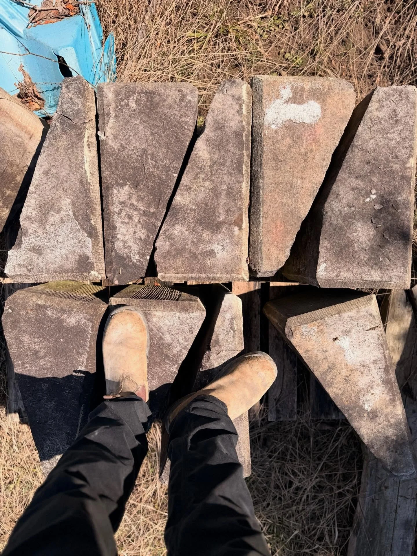 Reclaimed painted sandstone wedge quoins, salvaged from a historic property in Ontario. Excellent quality and natural patina, perfect for landscape and restoration projects. 15 pieces available, Dimensions: 20&rdquo;x10&rdquo;x14&rdquo;

Contact us f