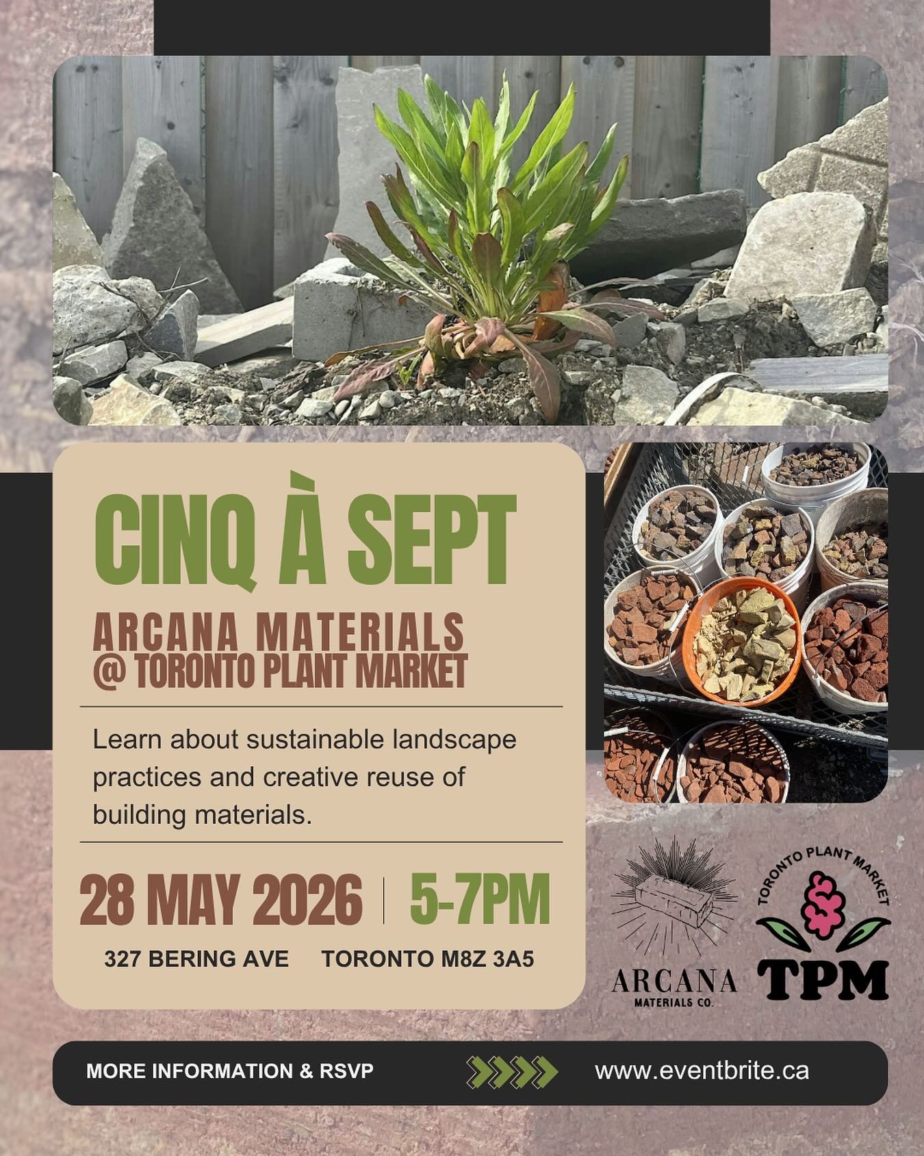 Come learn about sustainable landscape practices at the @torontoplantmarket !
Featuring Arcana Materials Co (@arcanamaterials), this event brings together our shared passion for sustainable landscape practices with industry experts across a variety o