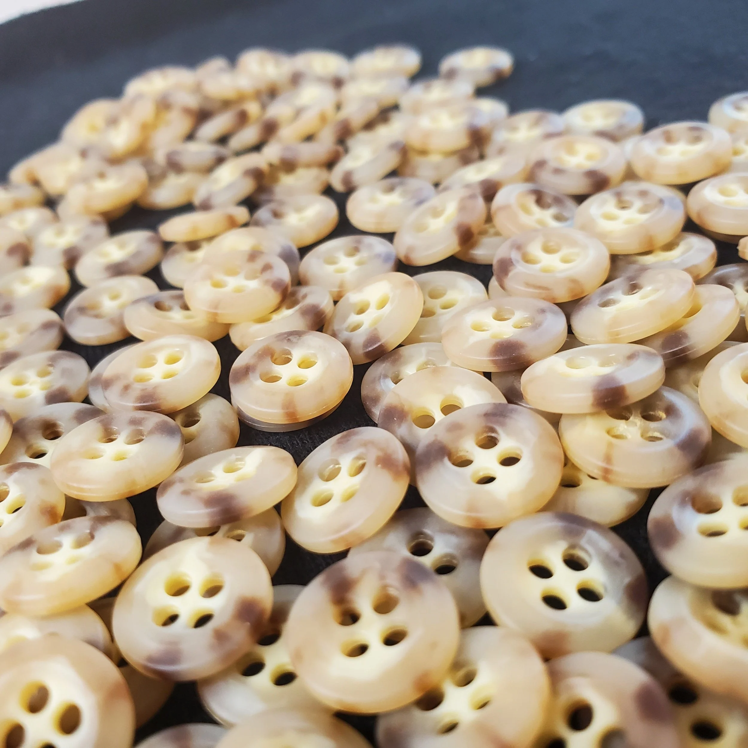3/8" Light Brown Tortoise Shell 4-Hole Buttons
