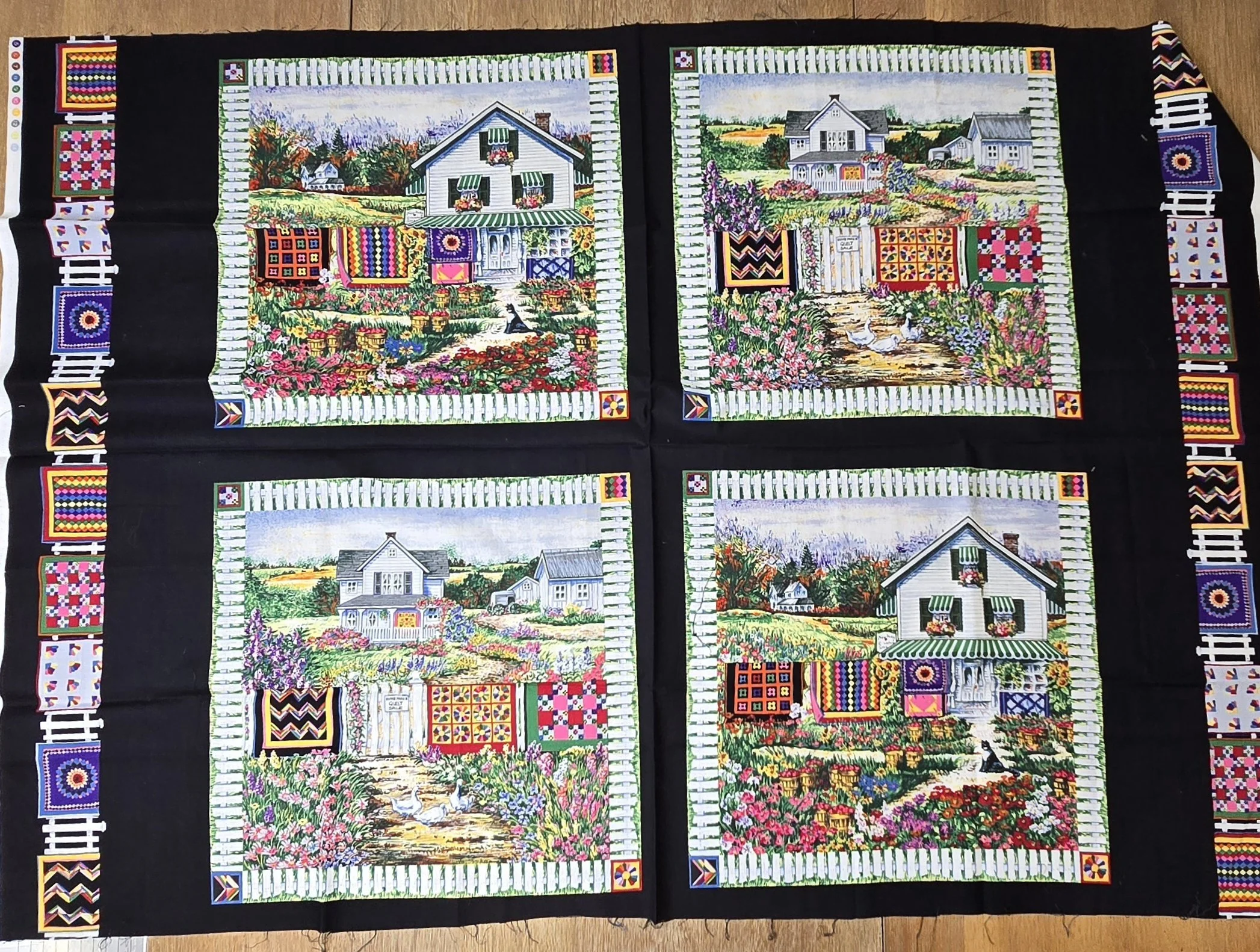 Painted Small Town Shops - Quilt Panel