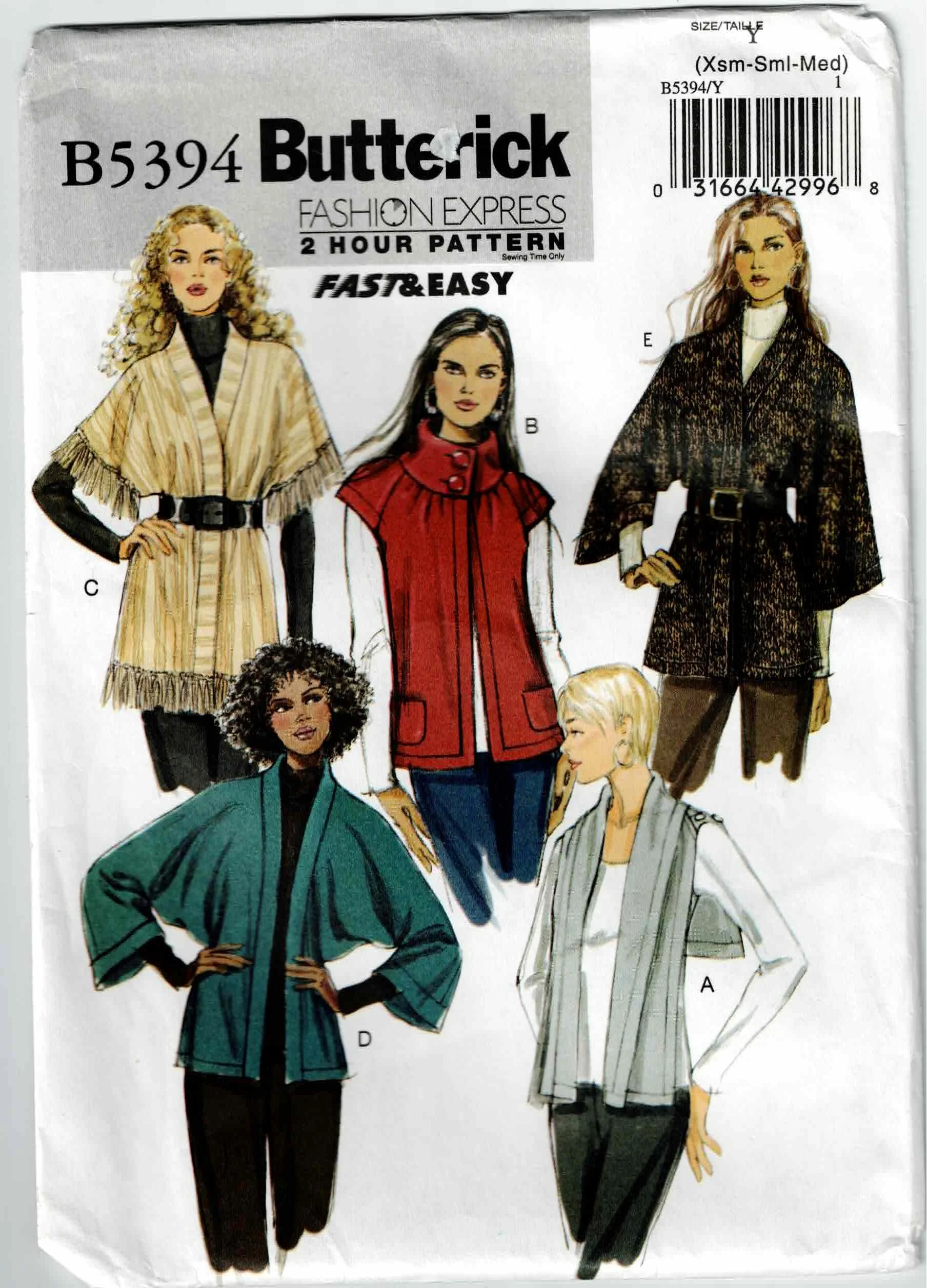 Butterick Pattern #B5394 Circa 2009 - Size range Xsm/Sml/Med