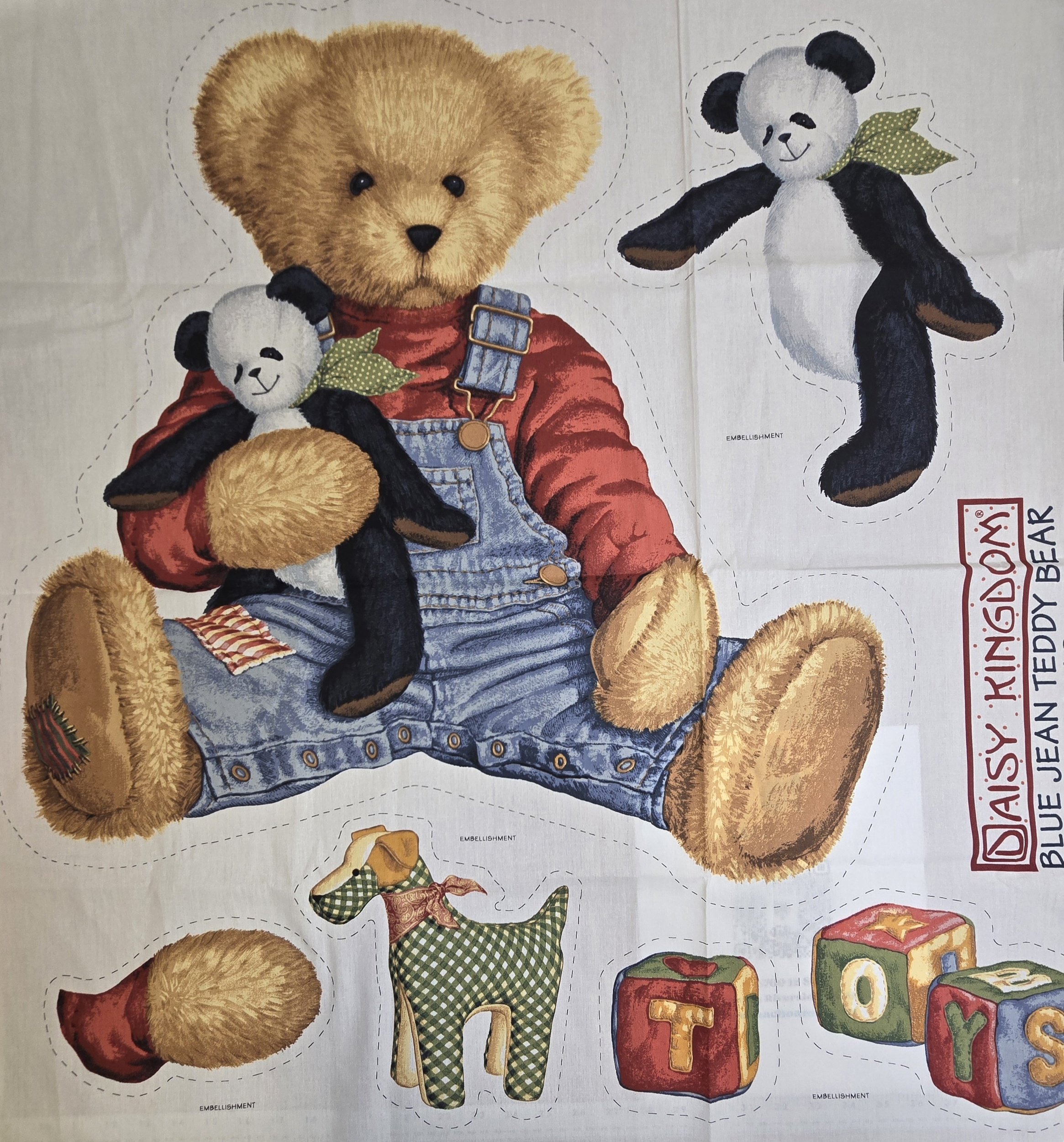 Daisy Kingdom - Blue Jean Bear Wall Hanging Panel