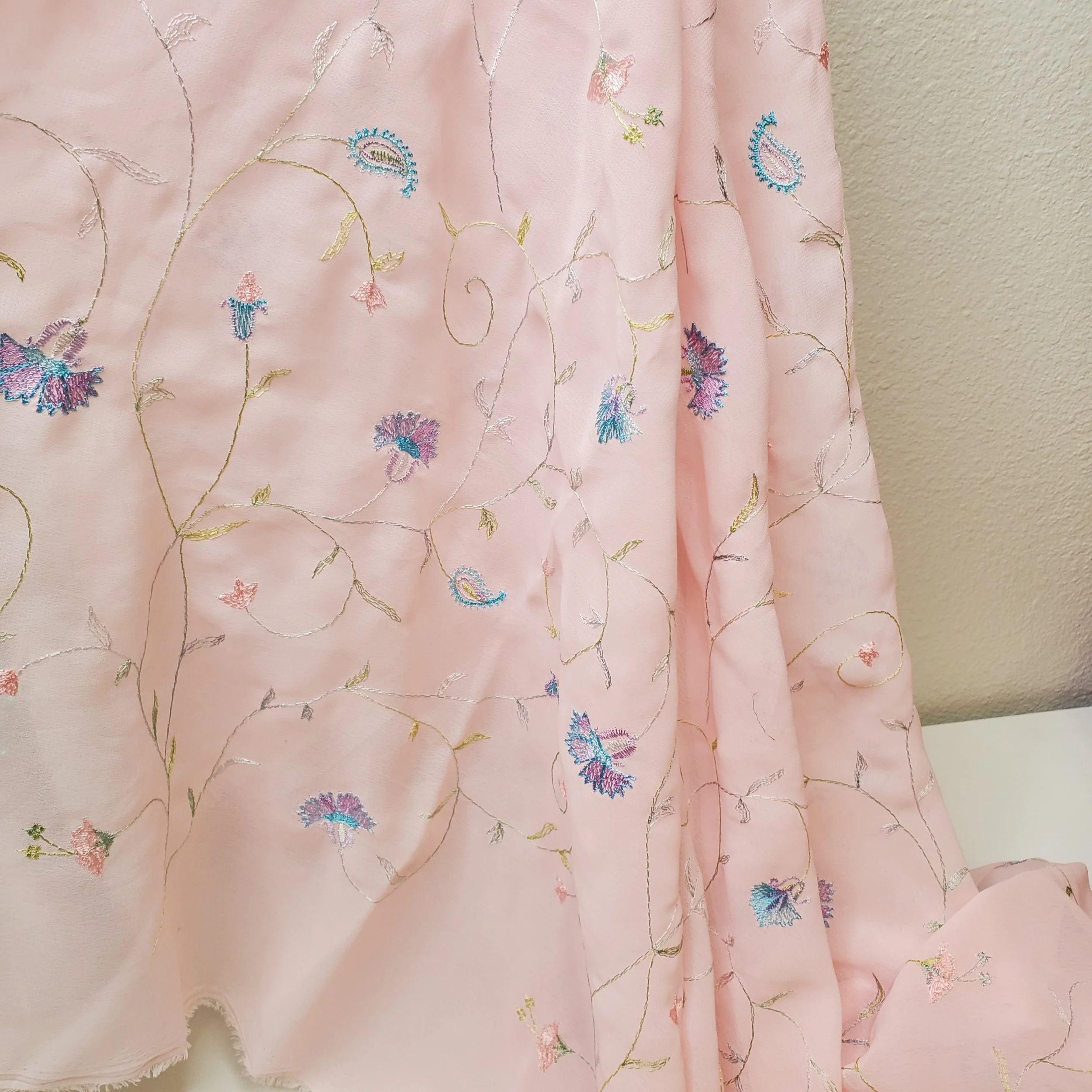 SO Soft Embroidered Delicate Pink Chiffon