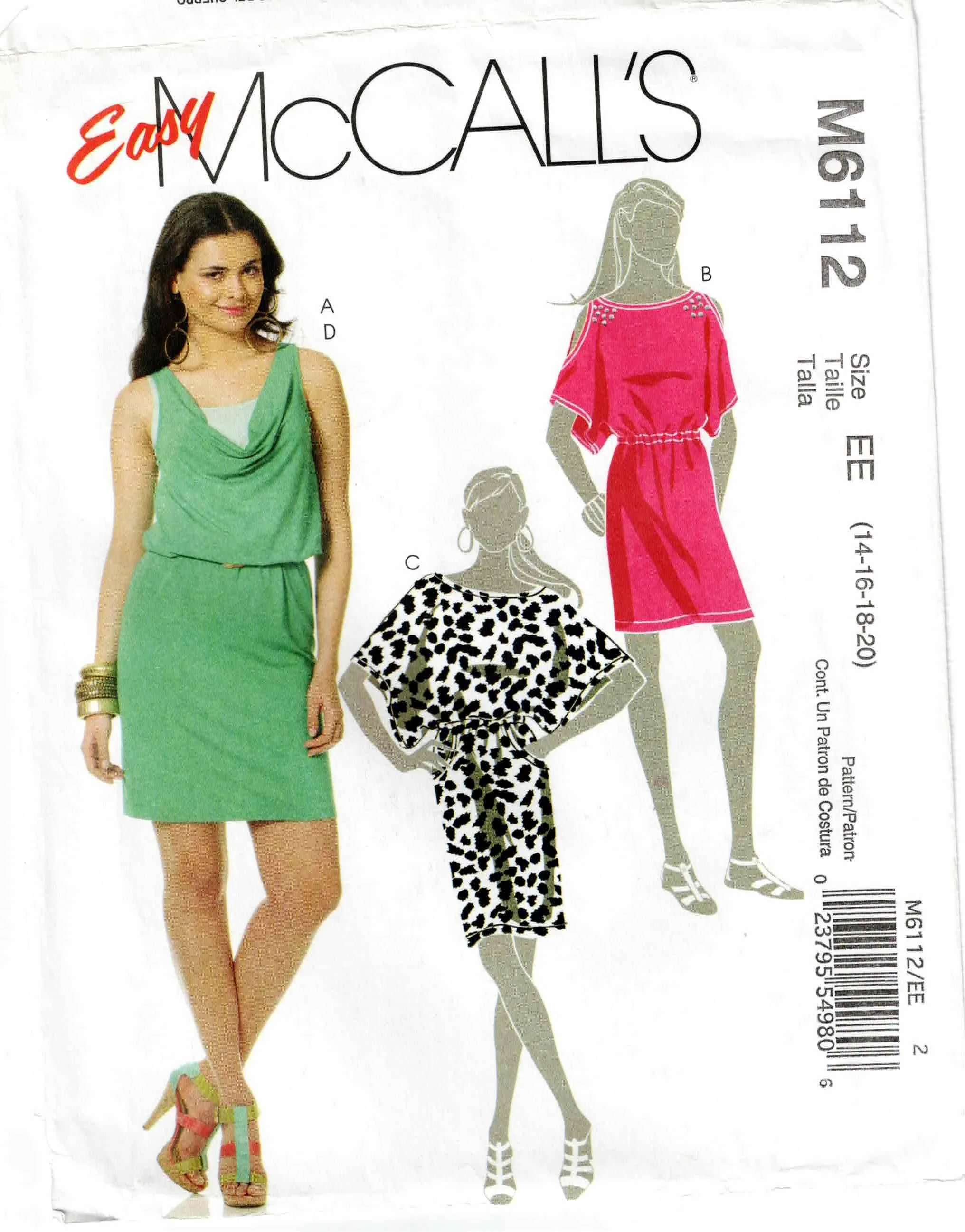 McCall's Pattern #M6112 Circa 2010 - Size range 14/16/18/20