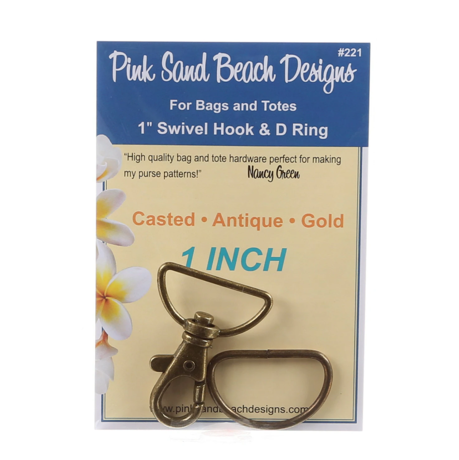 Swivel Hook and D Ring - Antique Gold 1in