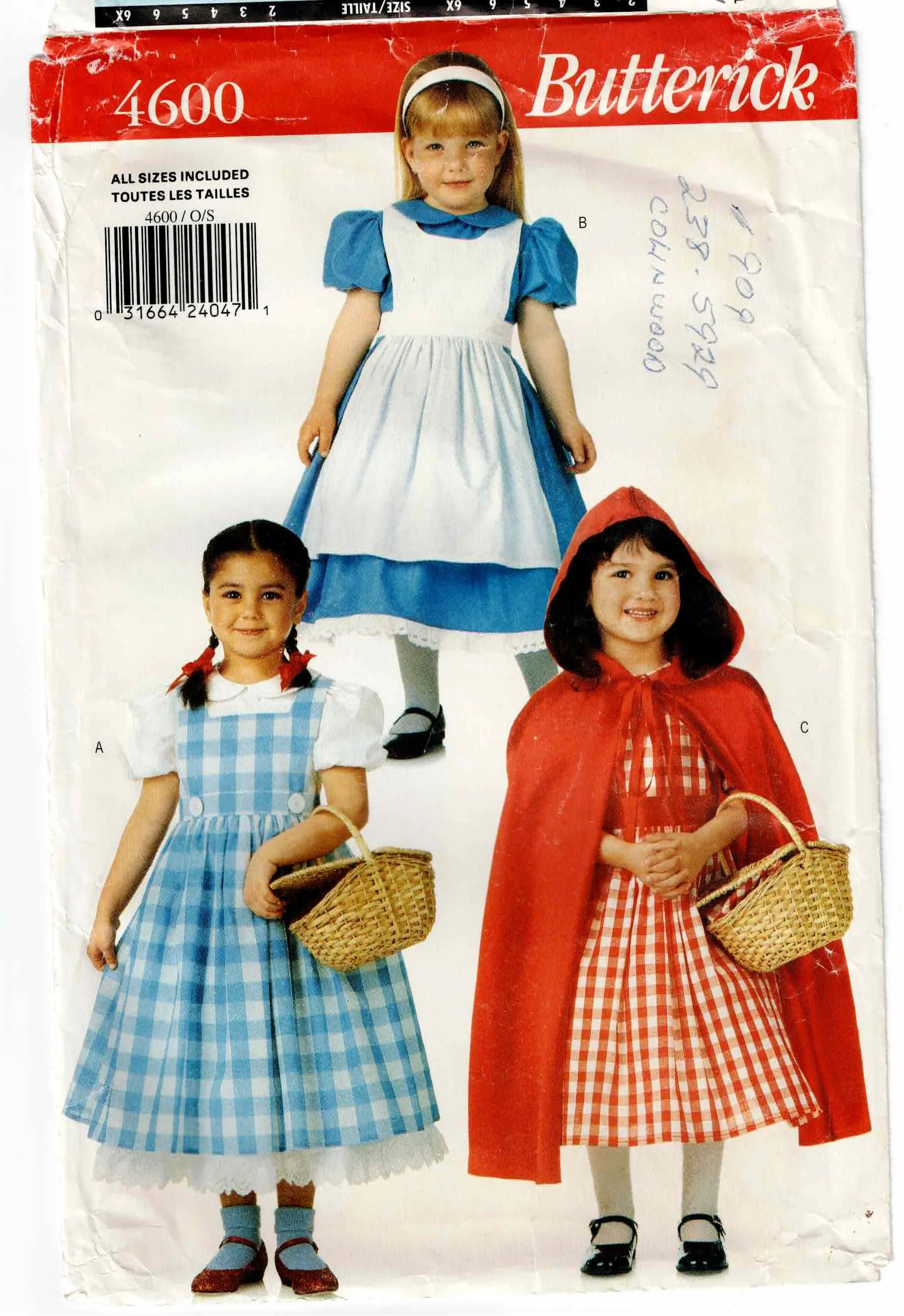 Butterick Pattern #4600 Circa 1996 - Size Range 2-6x