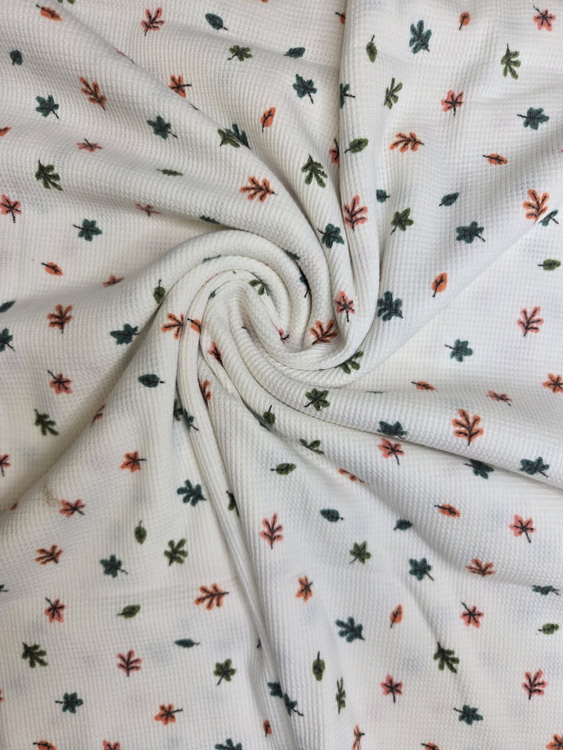 Fall Leaves - Stretch Waffle Knit