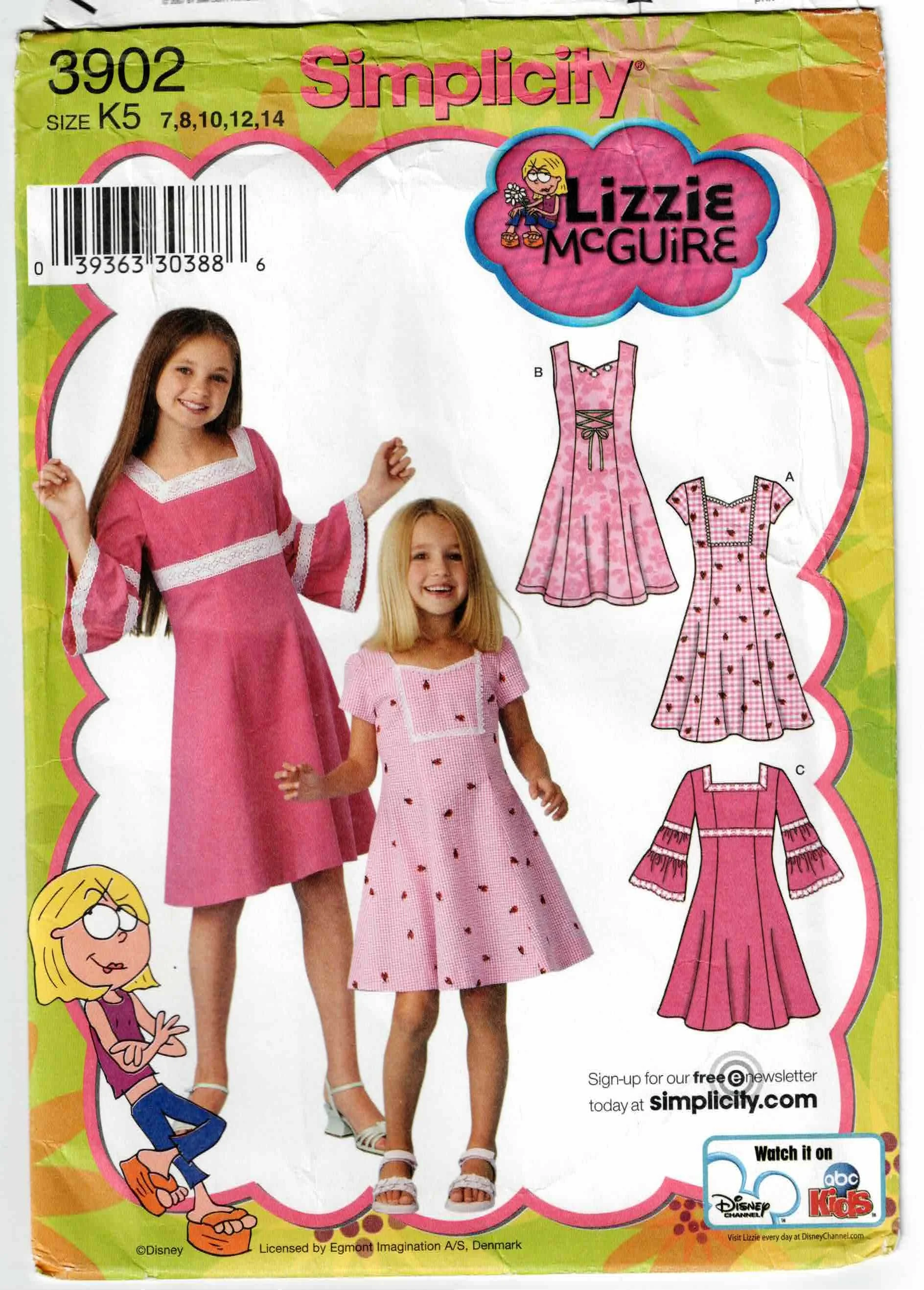 Simplicity Pattern #3902 Circa 2007 - Size range 7/8/10/12/14