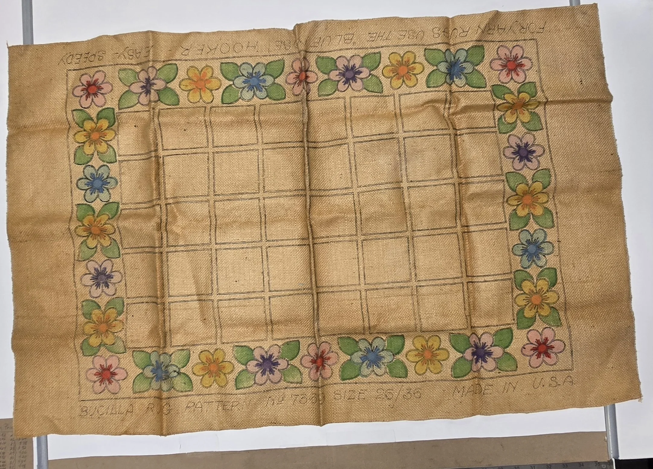 VINTAGE Bucilla Rug Pattern on Burlap