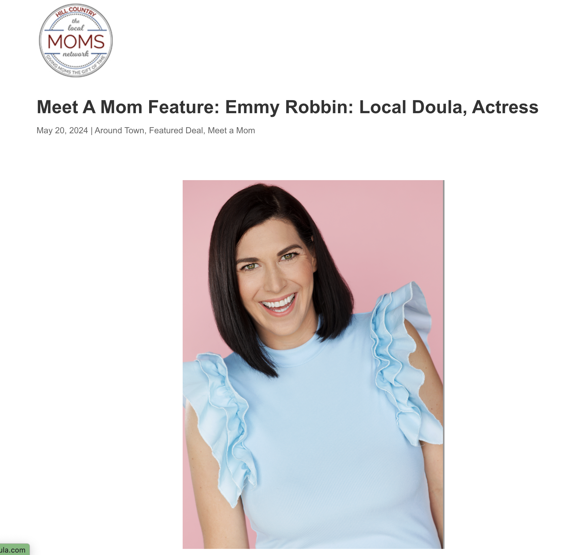 Emmy was featured in Hill Country Mom's Magazing