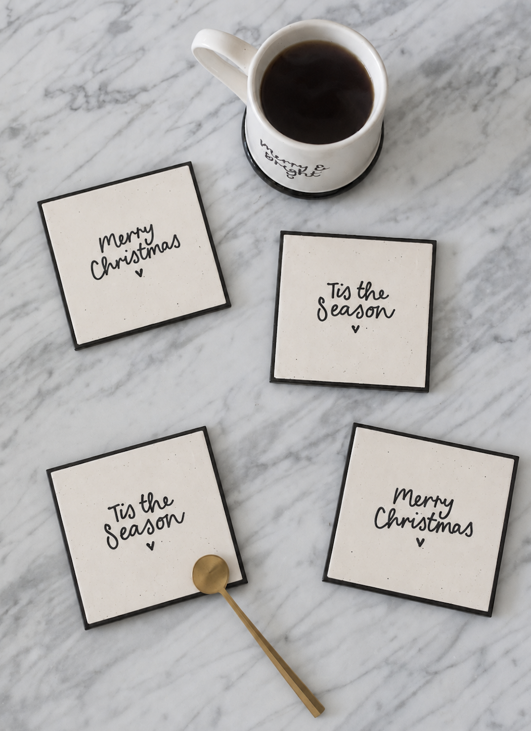 Merry Monochrome Coaster Duo