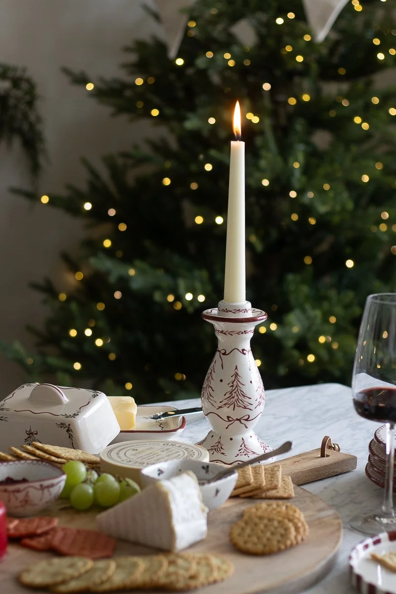 Christmas Toile Candle Stick Holder