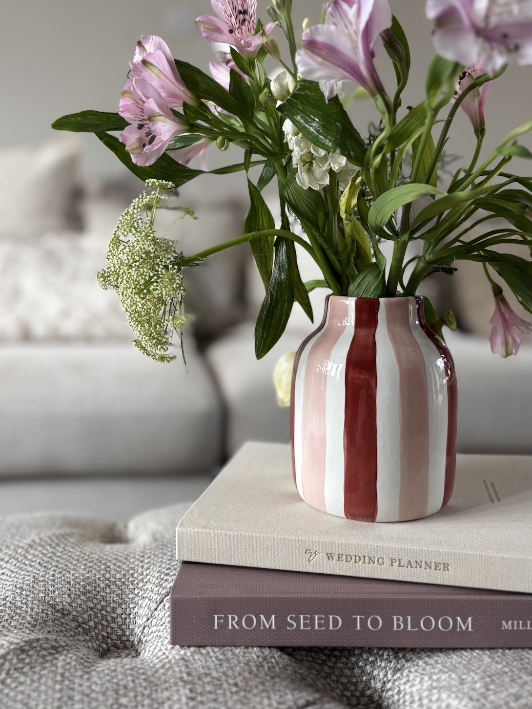 Pink Stripe Posy Vase