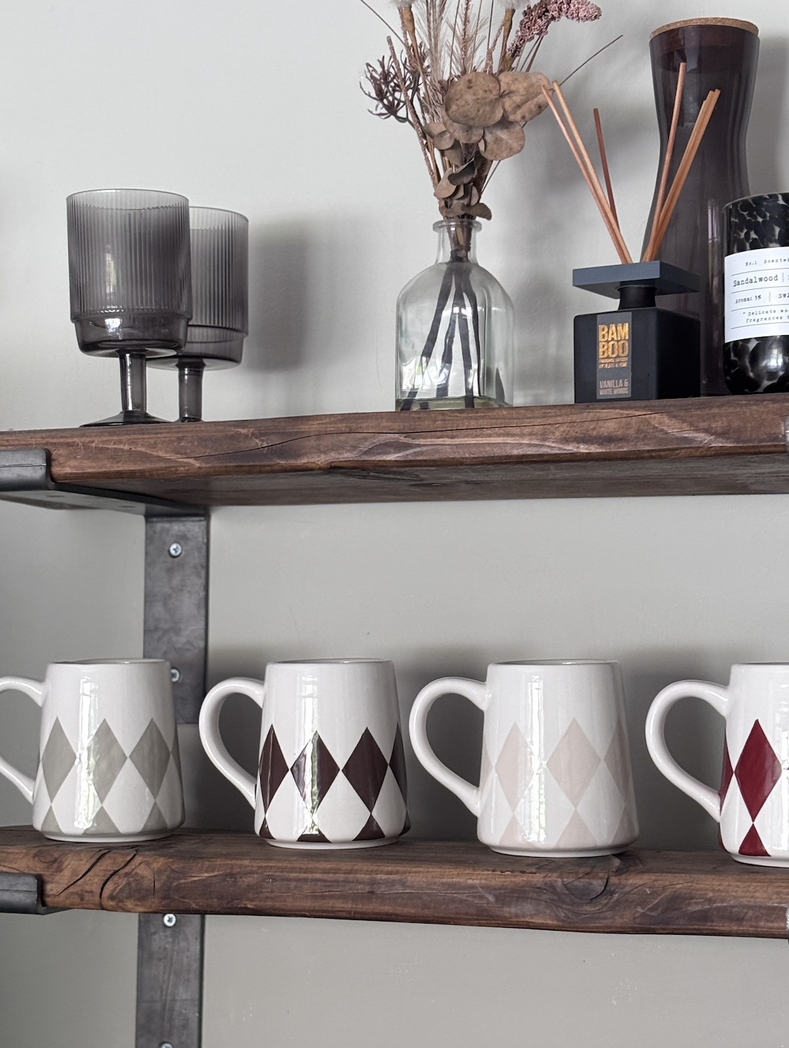 Harlequin Checked Tall Mugs
