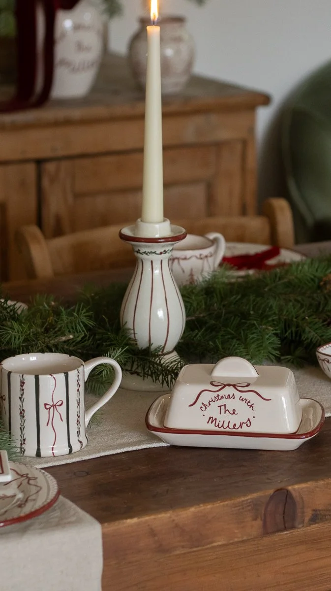 Classic Christmas Personalised Butter Dish