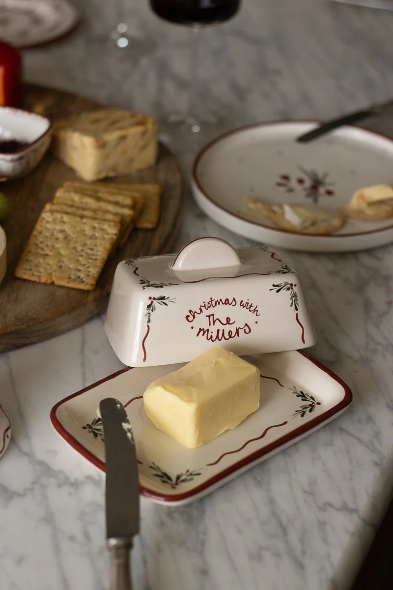 Holly & Berry Personalised Butter Dish