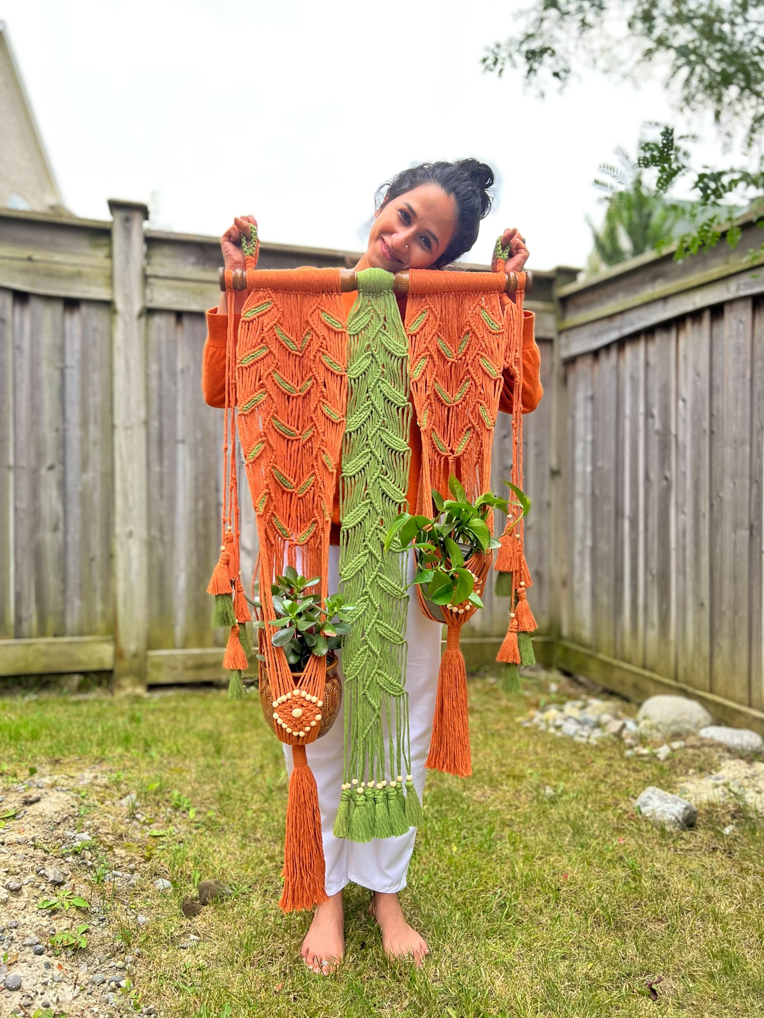 ORANGE LEAF Plant Hanger (One-of-a-kind)