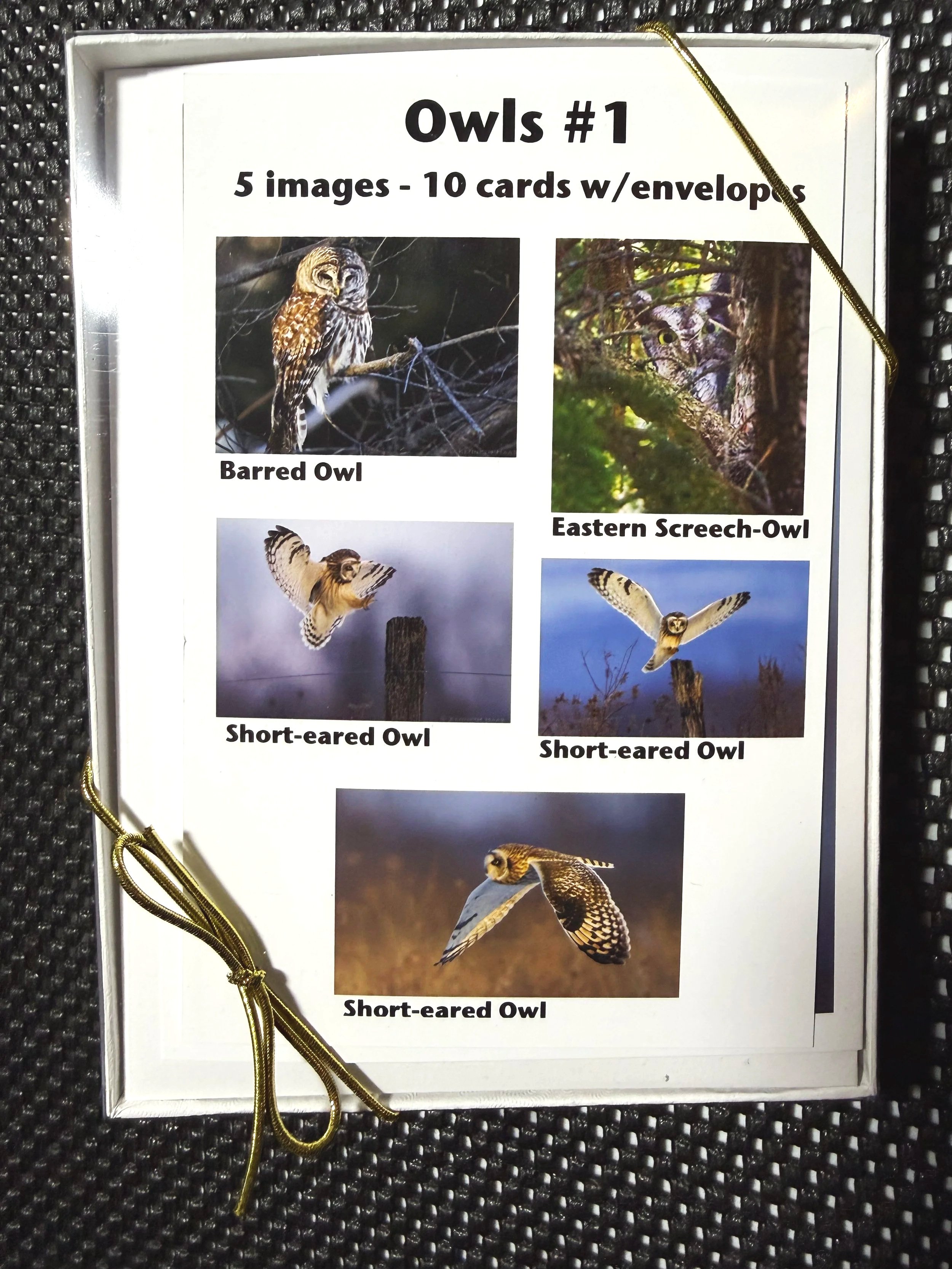 Box set of 10 cards in clear top box - 2 cards each of 5 images