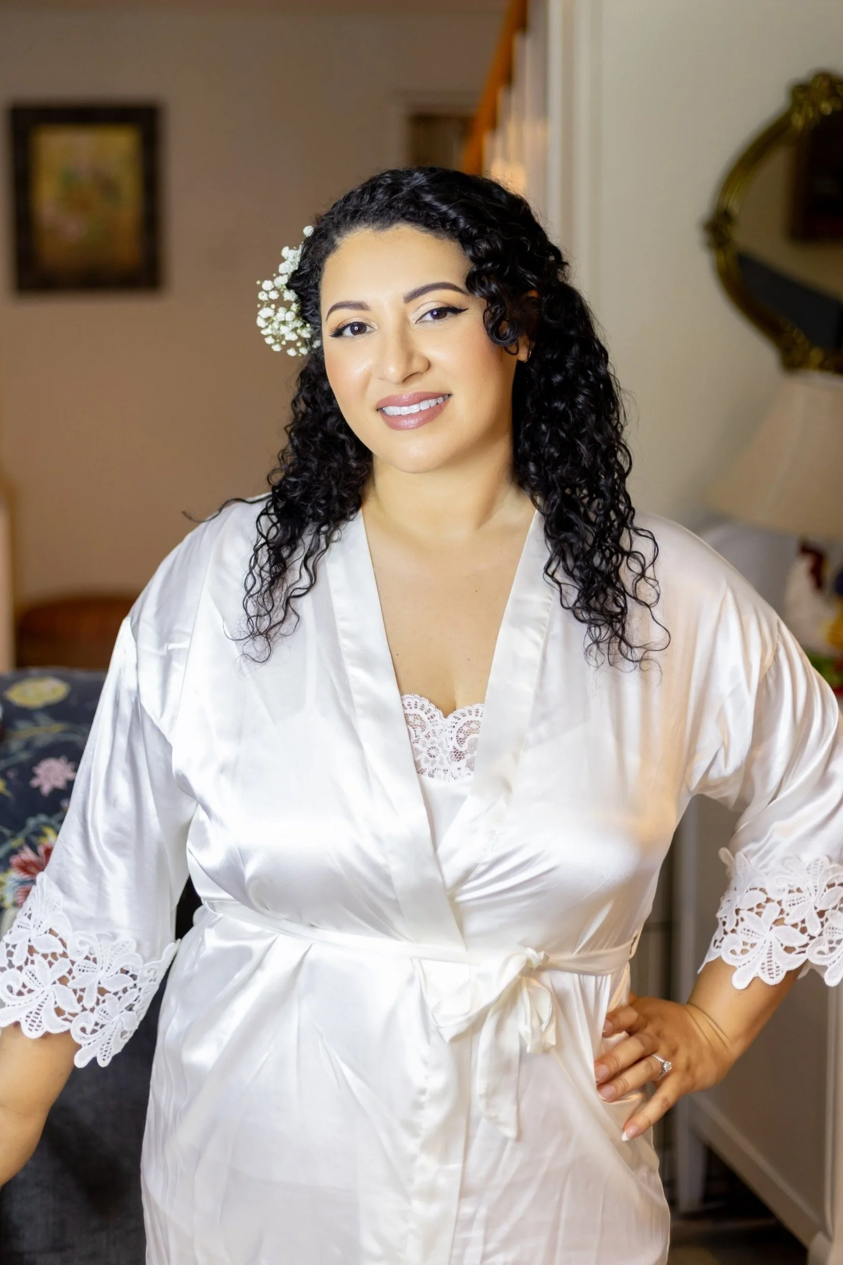 Natural glam bridal makeup with winged liner